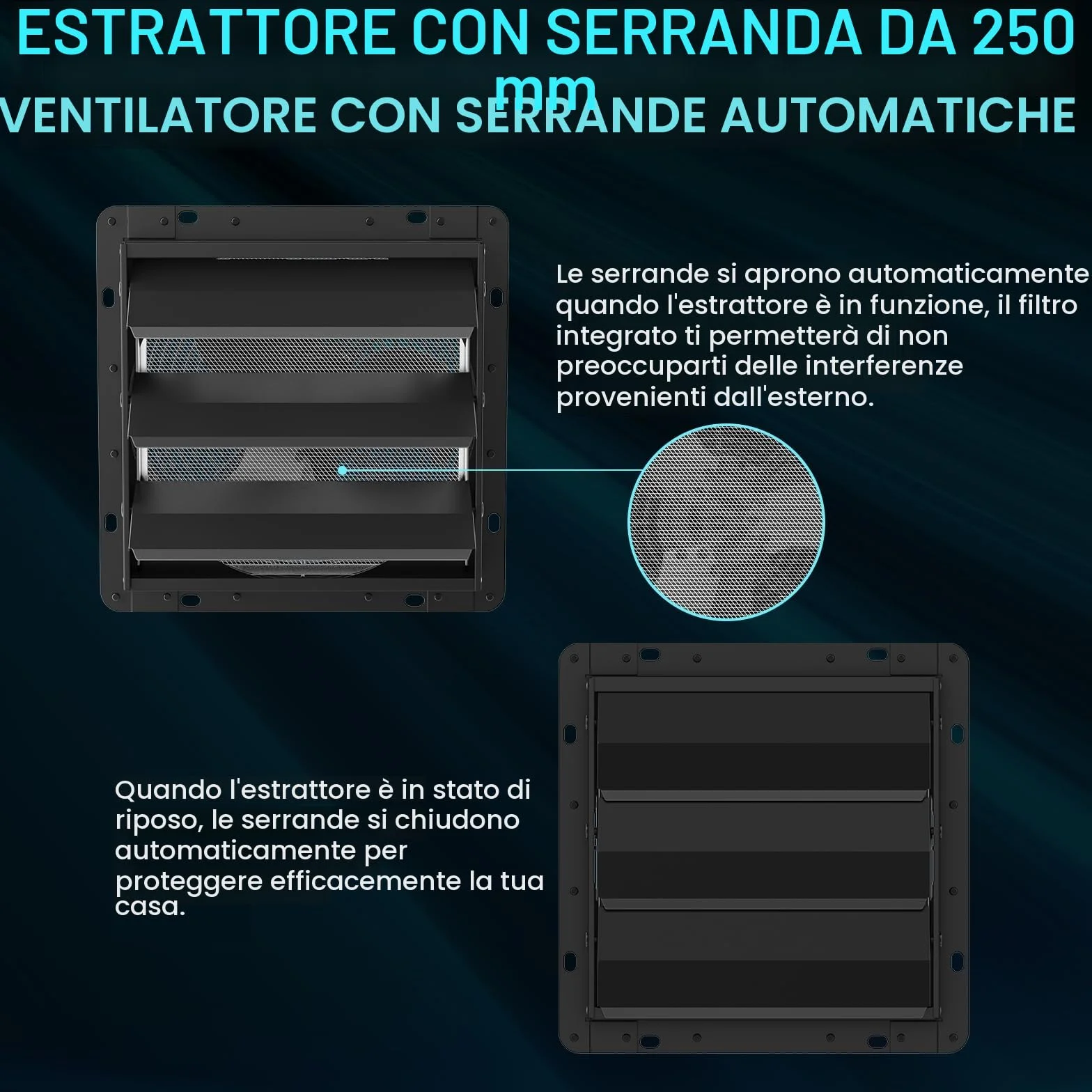 HG Power 250 mm Ventola Aspirazione Industriale 1100 m³/h Alluminio Estrattore