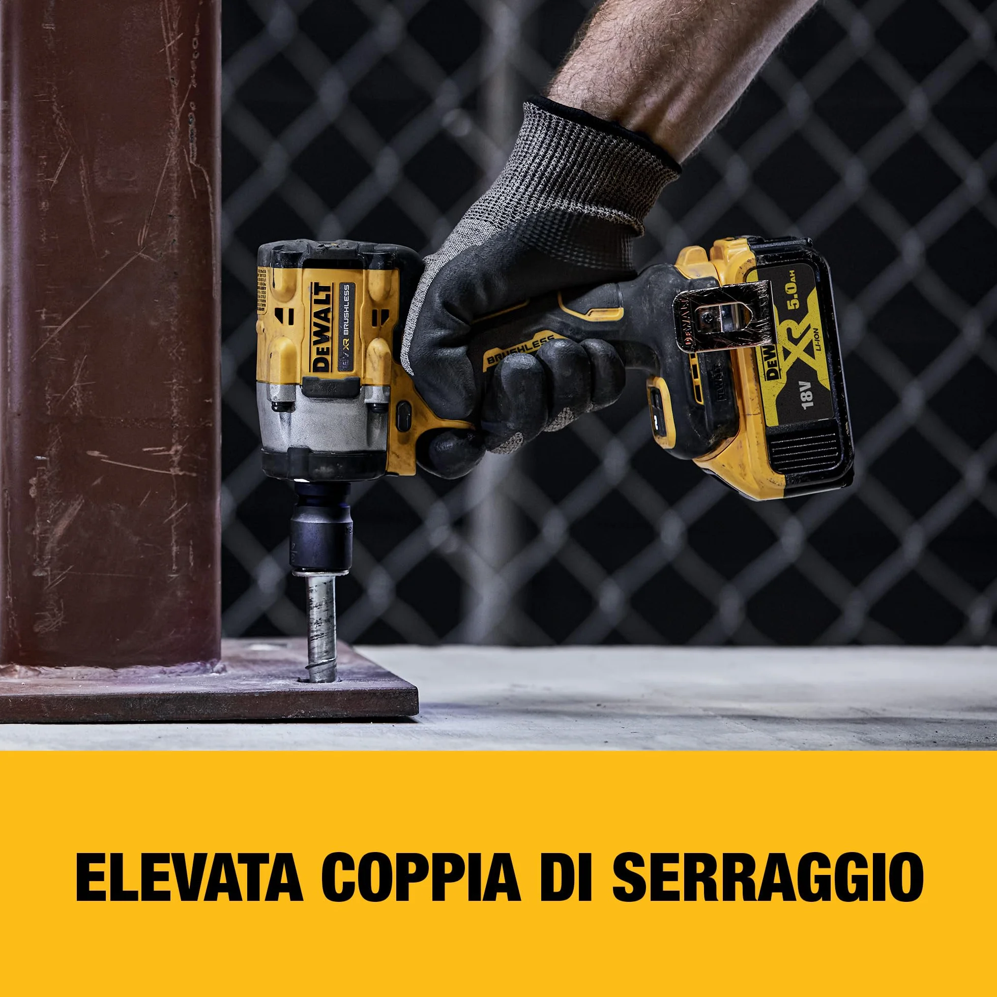 DEWALT Avvitatore a impulsi compatto 18V XR Brushless con attacco quadro 1/2" e perno di tenuta, solo corpo macchina, DCF922N-XJ