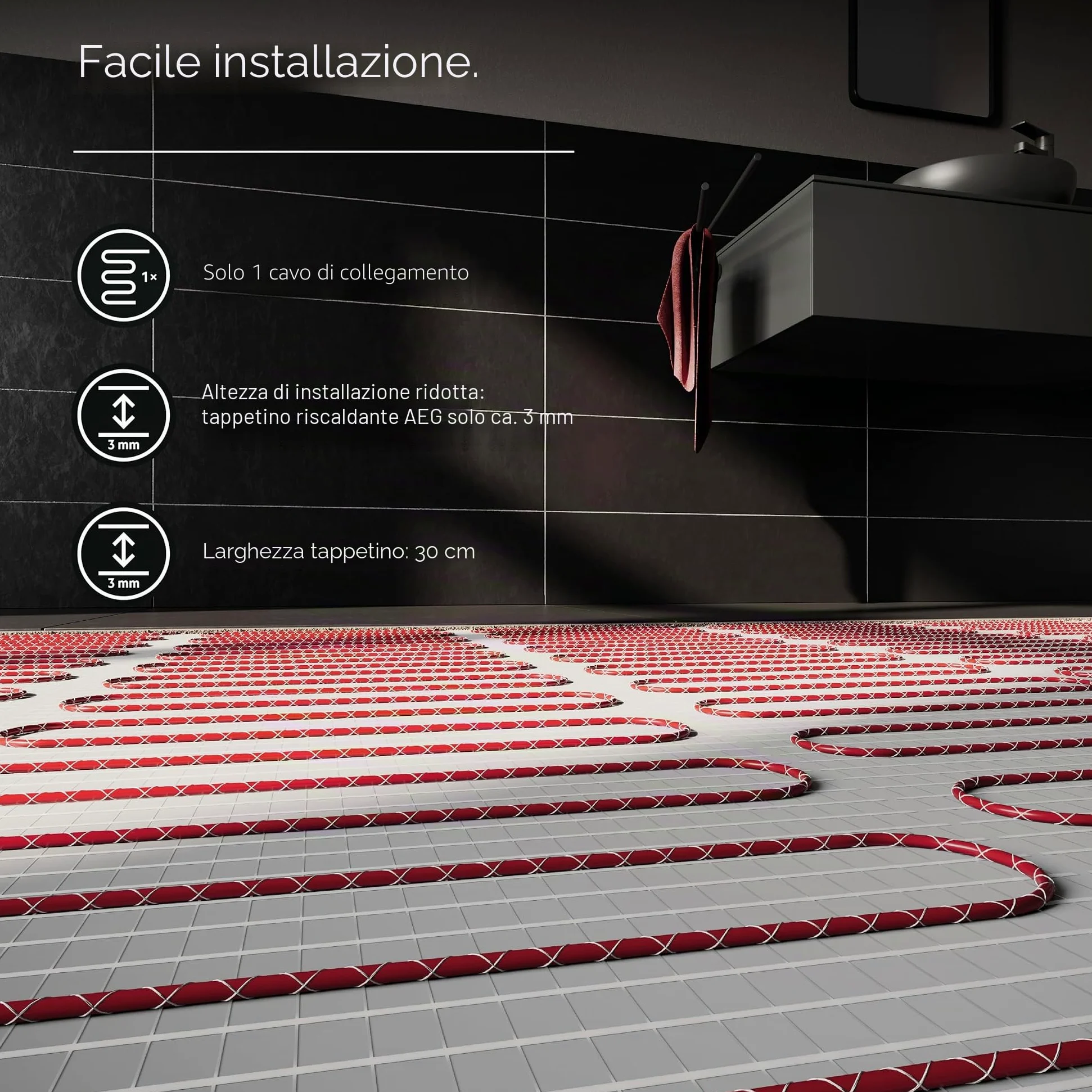 AEG Riscaldamento elettrico a pavimento, set completo 4 m², 200 W/m², piano termico Turbo TBS TC 200/4 Set Plus, 205821