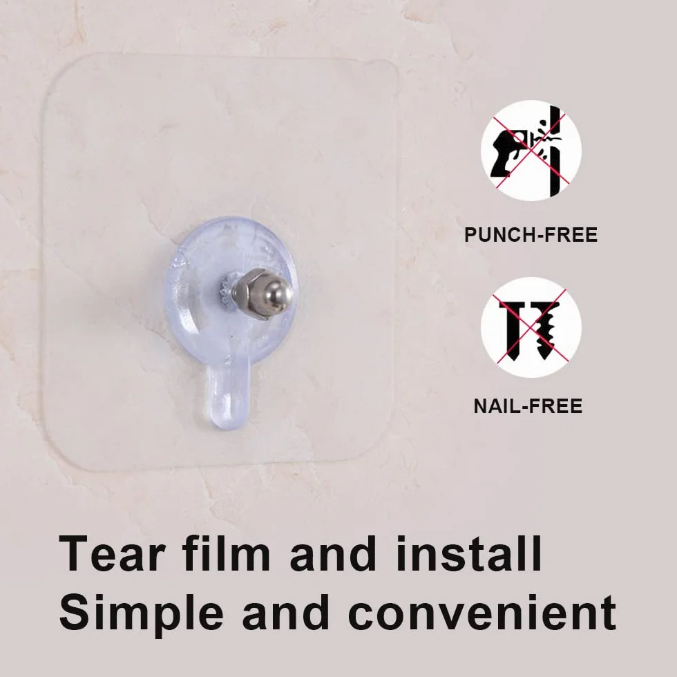 WYAN 16 Pezzi Ganci Adesivi Chiodoi,Antitraccia Gancio da Parete,Gancio Viti Autoadesive,Impermeabile(8Pcs 8mm+8Pcs 16mm asta a vite)