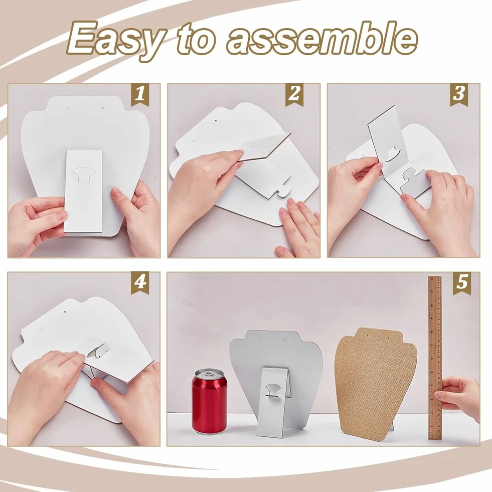FINGERINSPIRE Espositore per Collane Gioielli in Tela 20cm Marrone Chiaro Porta Orecchini Ciondoli Manichino