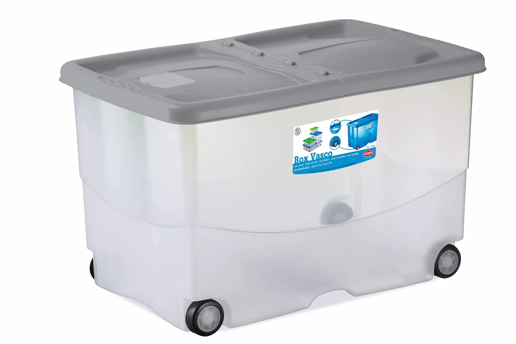 Stefanplast Vasco Scatola con Coperchio e Ruote, Plastica