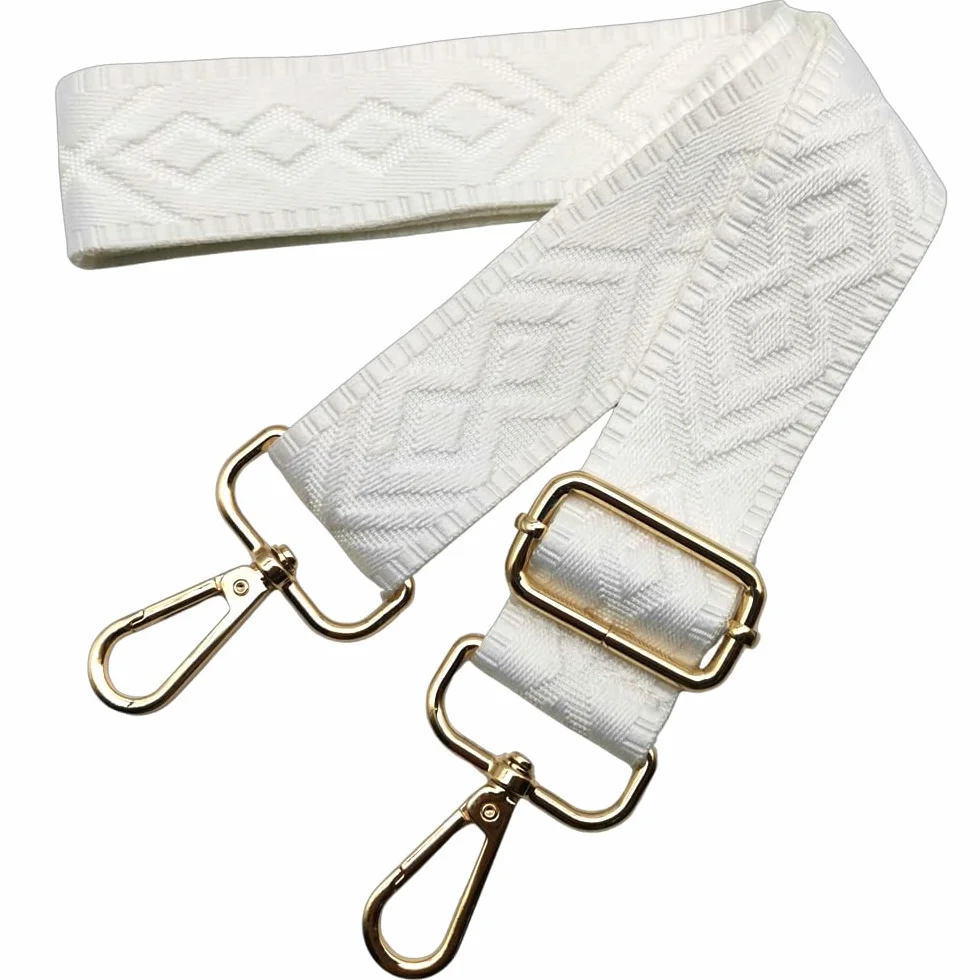 Cinghie Tracolla per Borsa Donna Larga, 3.8cm Tracolle per Borsa Regolabile con Fibbia Oro per Borsetta, Crossbody in Tela Accessori DIY (Bianco) 3