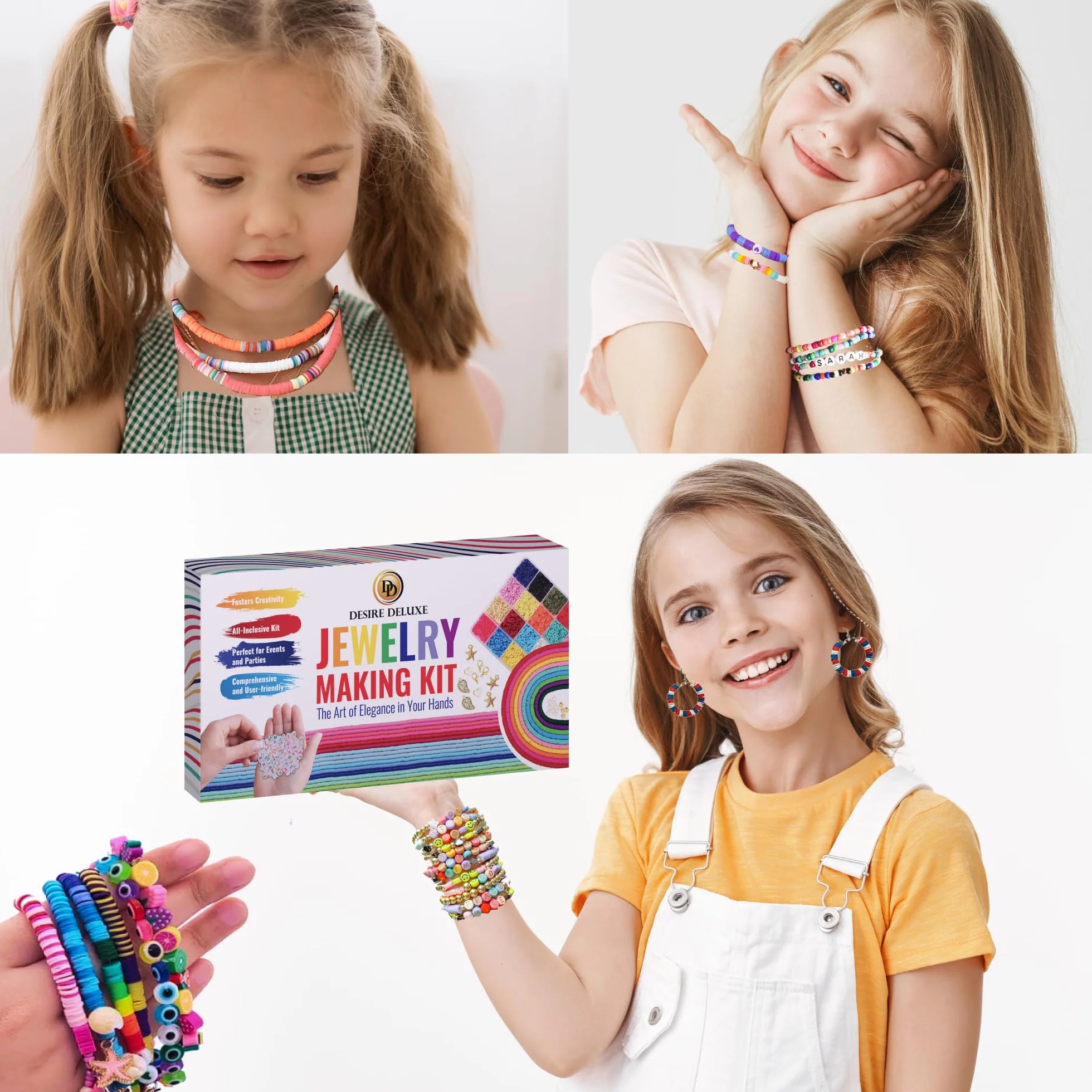 Desire Deluxe Kit per la creazione di braccialetti – Perline per braccialetti, collane di amicizia con kit di ciondoli e corde elastiche – Forniture per la creazione di gioielli per Halloween, Natale