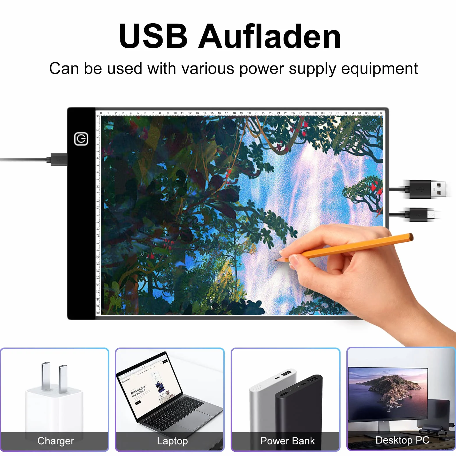 TAVADA A3 LED Tavoletta Luminosa per Disegno,LED Light Pad,Sottile Lavagna Luminosa Alimentato Tramite Cavo USB, Light Pad di Disegno,Light Board Tracing Light Box per Disegni, Animazione,Bozzetti
