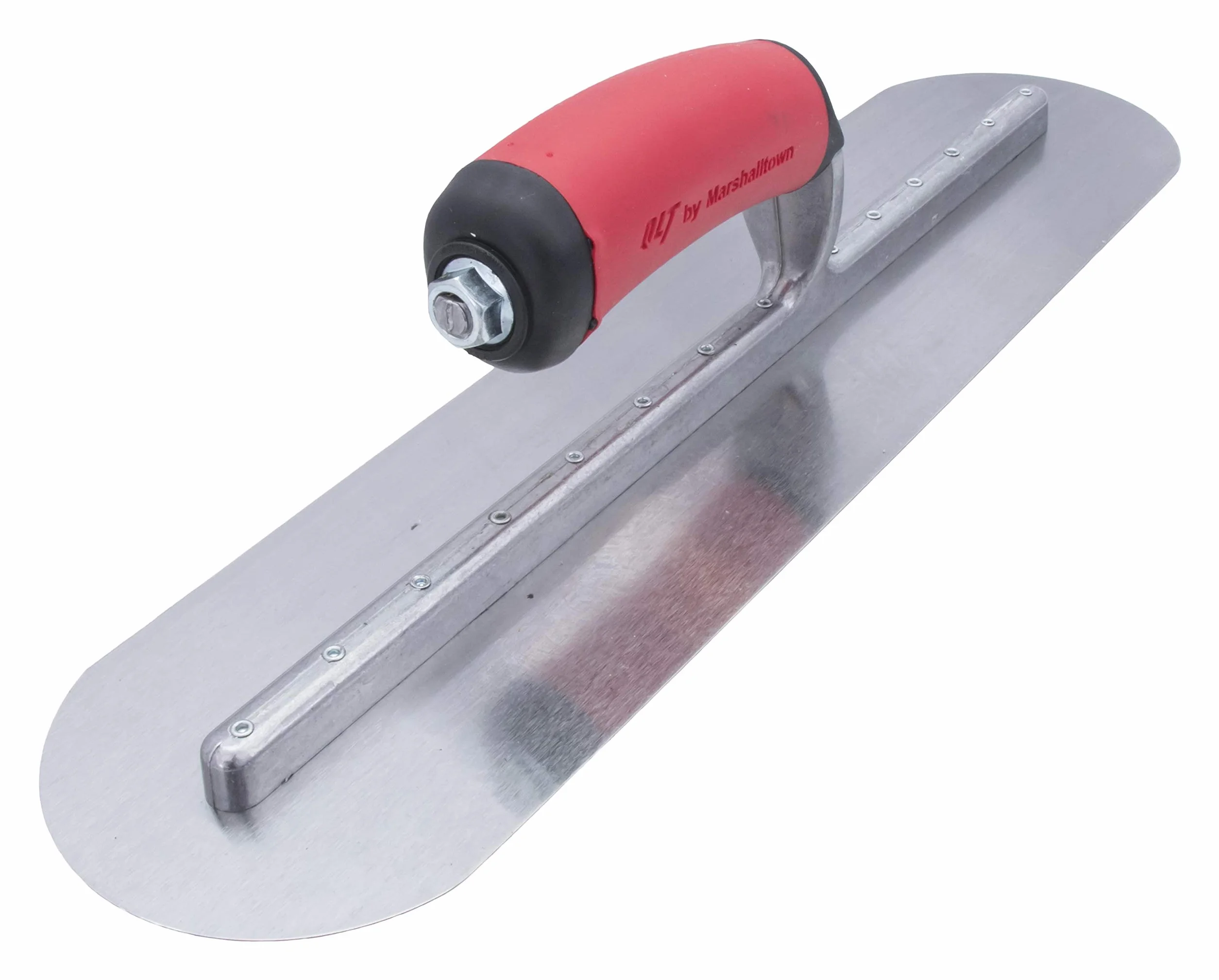 Frattazzo lisciante Marshalltown completamente arrotondato con impugnatura in acciaio a presa morbida, utensile per stuccatori, dimensioni della frattazzo: 406x102 mm