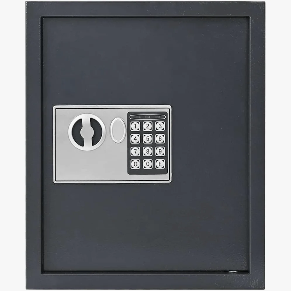 Cassaforte digitale grigio scuro con serratura elettronica, 30 x 10 x 36,5 cm, in acciaio opaco, per documenti, mobili, chiavi e armadietti di sicurezza in ufficio o a casa
