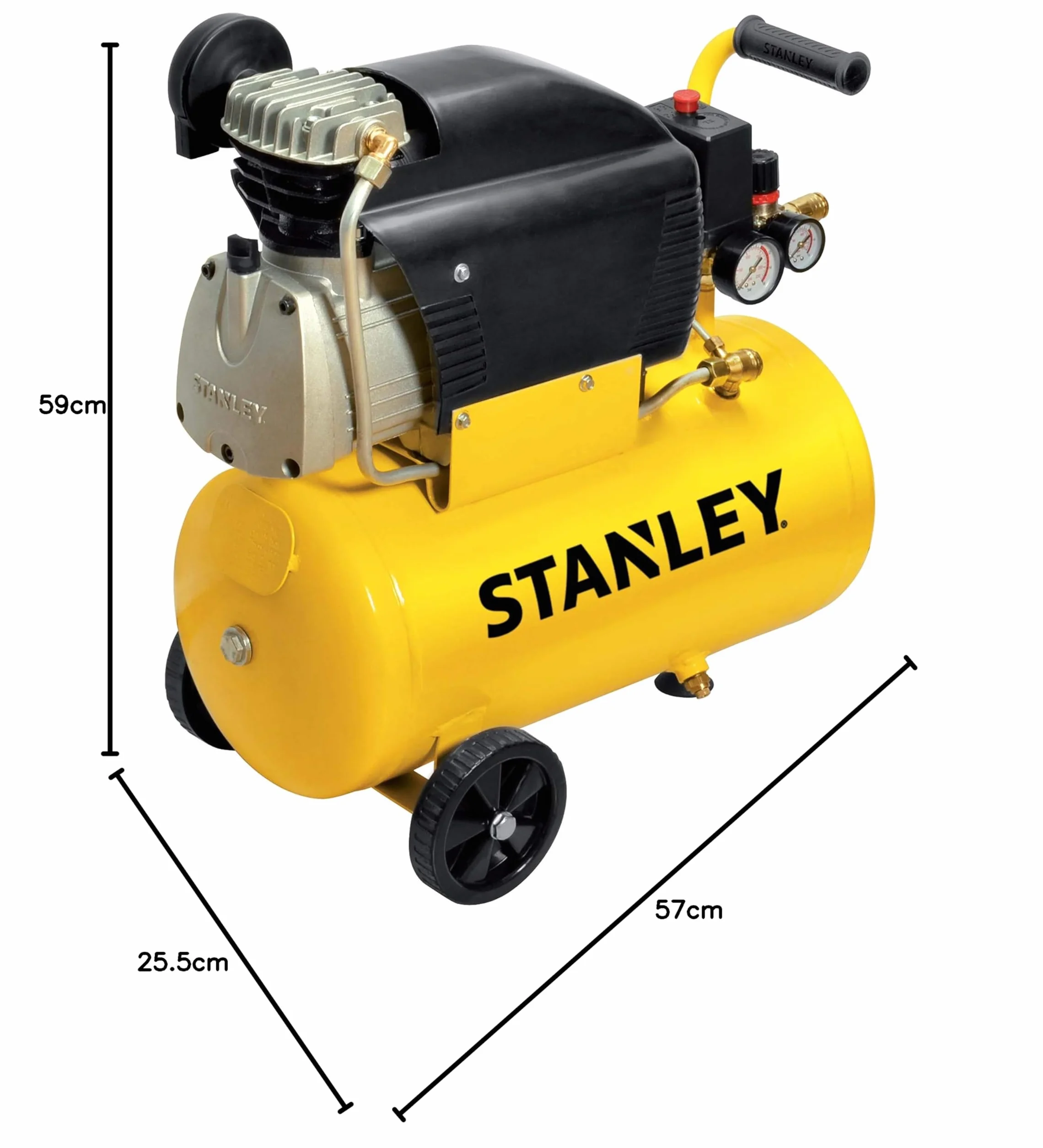 STANLEY D211/8/24 Compressore 24 Litri 2Hp, 230 V, Giallo, 24 Kg