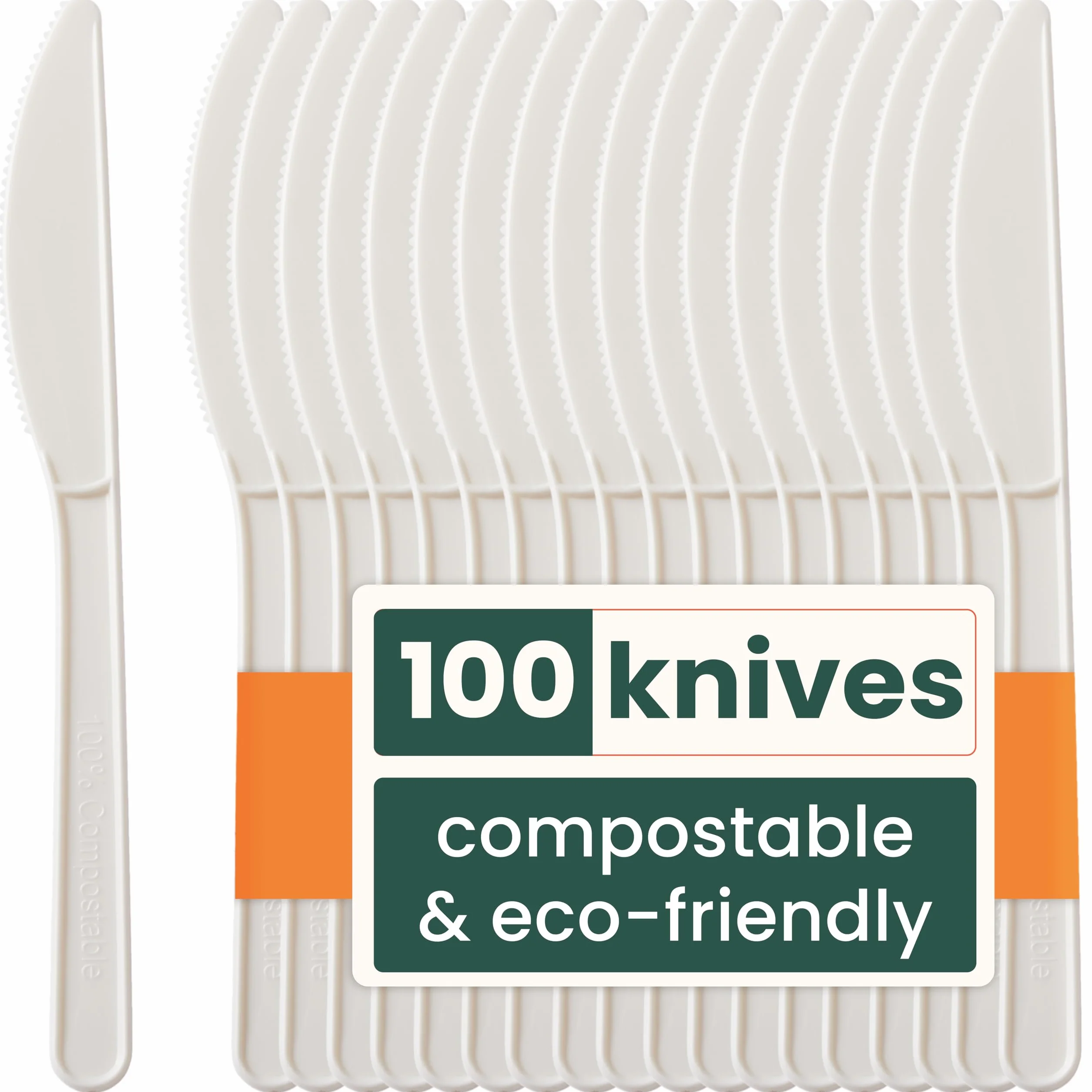 Set di 100 Coltelli Posate Resistenti Lavabili in Lavastoviglie Bianco 18 cm