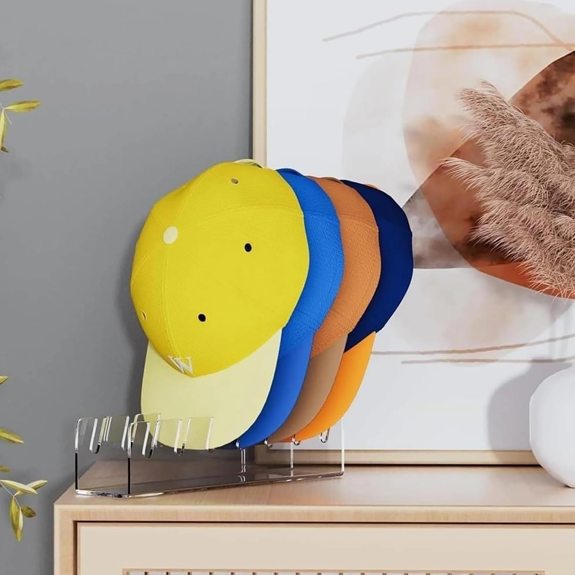 Supporto per Cappelli da Baseball - Organizzatore per 7 Cappelli - Non Installare - per Camera da Letto
