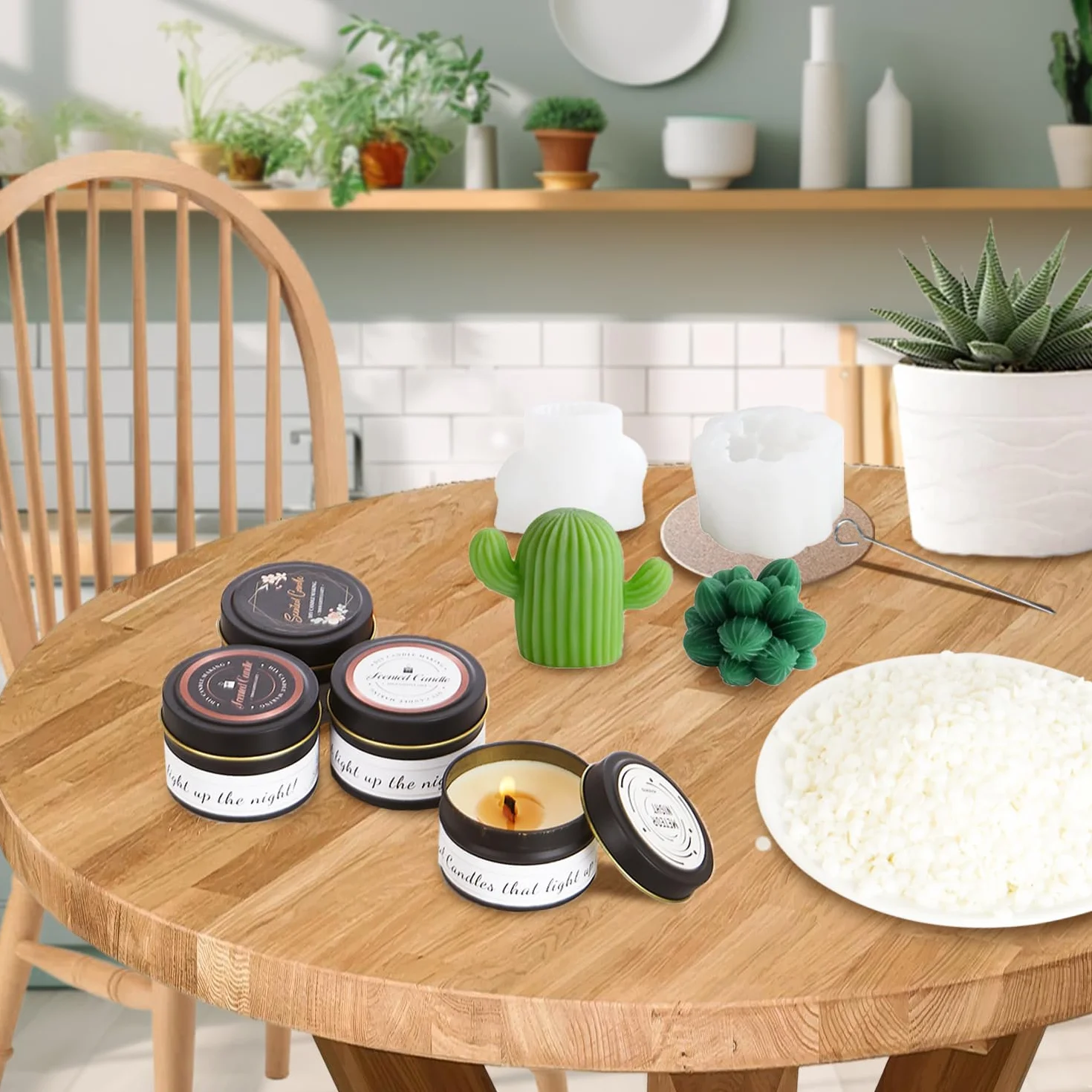 Ksedcon Kit Completo per la Creazione di Candele Profumate per Adulti – Include 900g di Cera di Soia, 454g di Cera d'Api, Set per Candele fai da te con Stampi – Il Regalo Fai-da-te Perfetto
