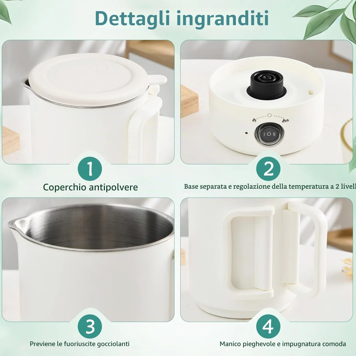 Spoyletto Fusciera elettrica per la produzione di candele, candele fai da te, set di accessori con pentola per fusione di cera, termometro, stoppino per candele, stoppino e cucchiaio per mescolare