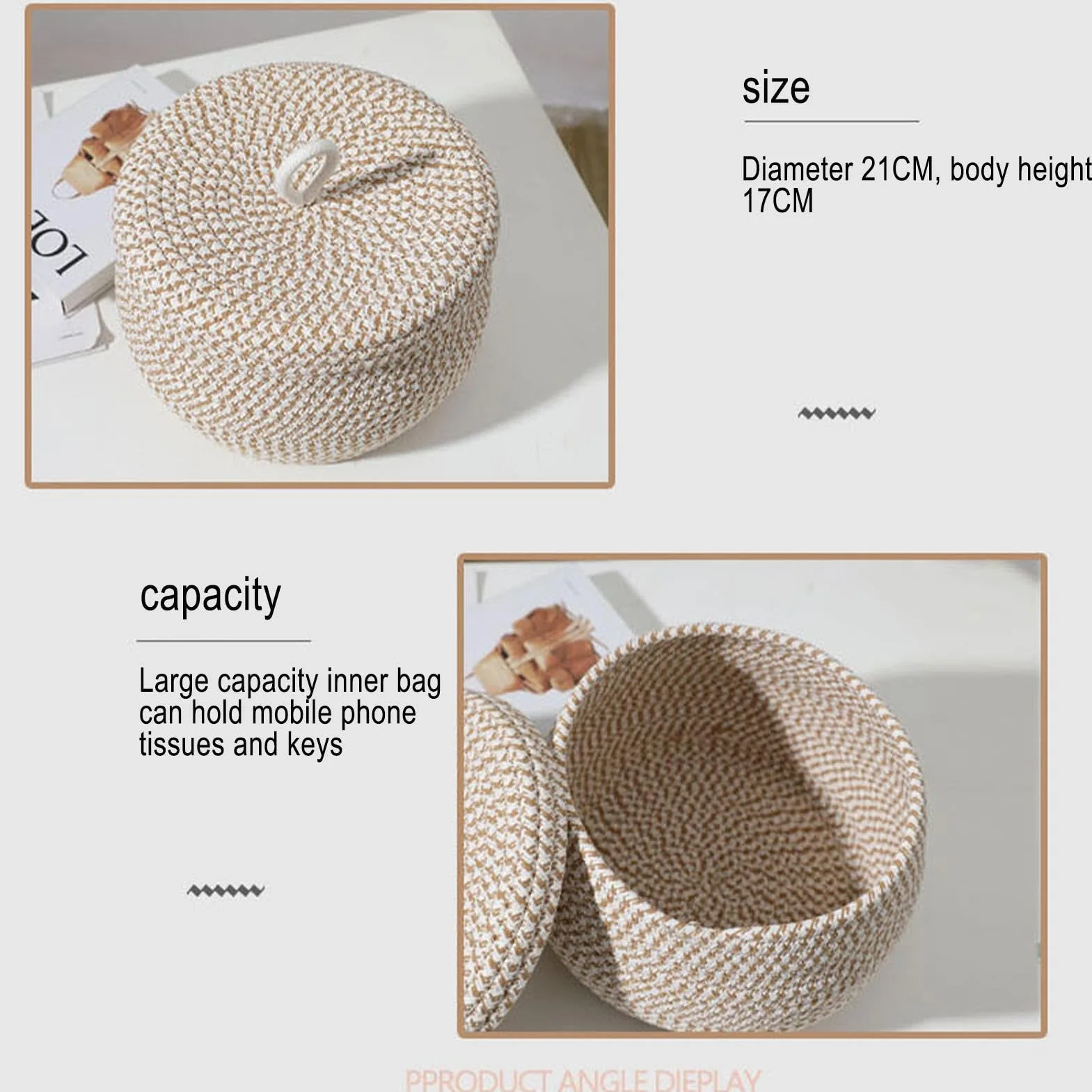 Cesto Portaoggetti In Corda Cestino Con Coperchio Tessitura Artigianale Materiale Paglia Peso 400g Stile Rustico Contenitore Per Riviste Piante Oggetti Vari Spazio Ridotto