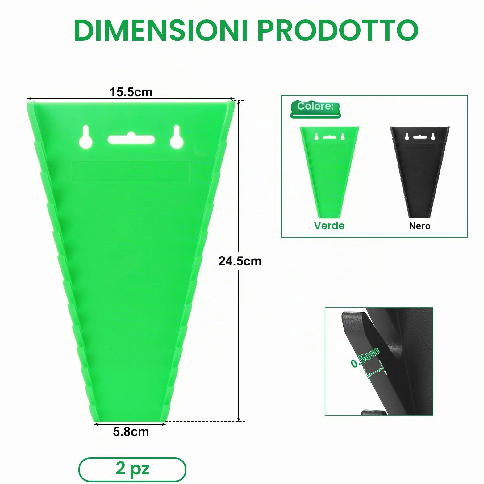 2 Pezzi Organizer Magnetico per Chiavi Inglesi, Porta Chiavi Inglesi, Supporti per Chiavi Premium a 12 Slot, Confezioni Organizzatore di Chiavi Magnetiche SAE (1/4-1/16") e Metrici (6-24 mm)