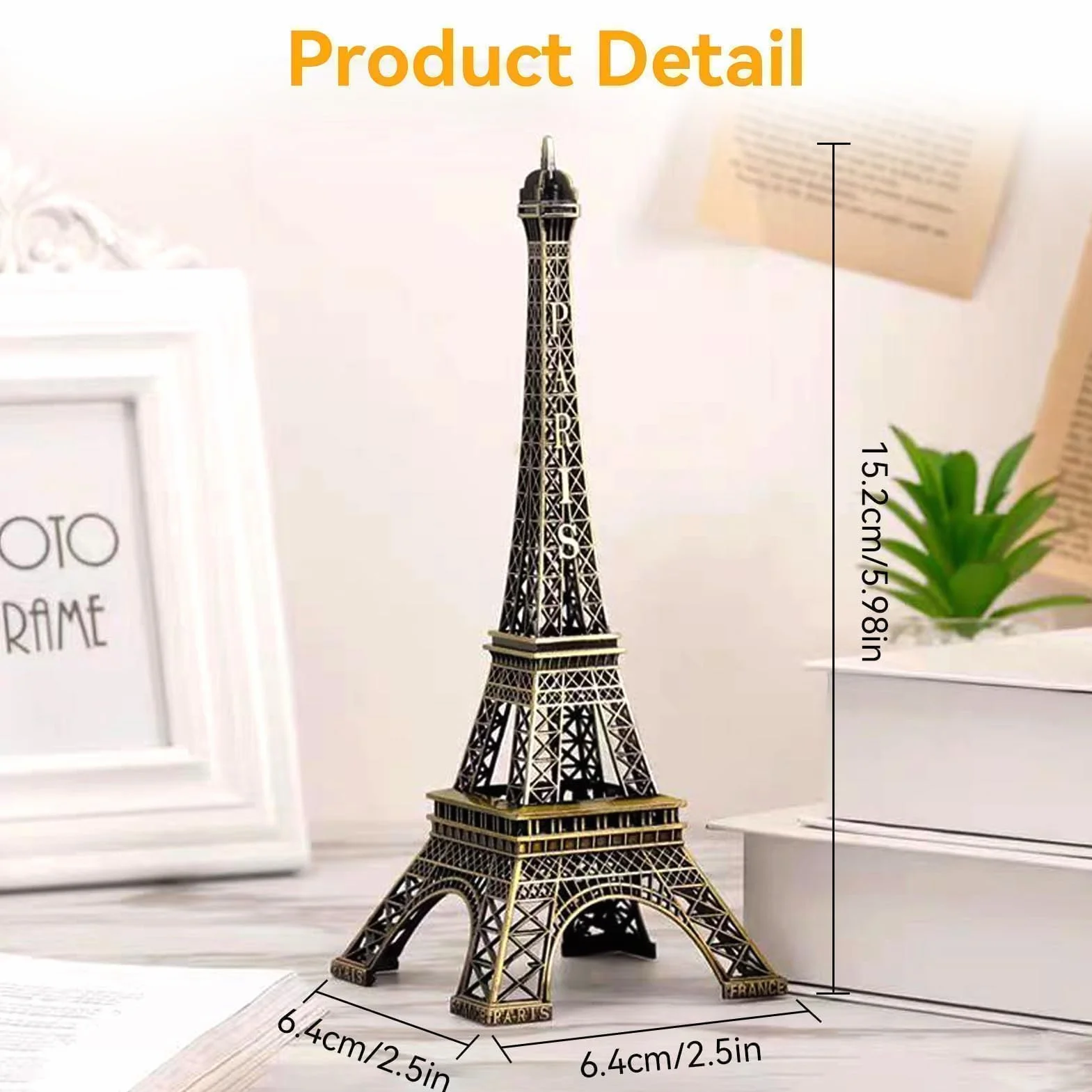 Cyrank Torre Eiffel Statua in Metallo Lega di Zinco Statuetta da Collezione Replica Francese Per Tavolo 15CM