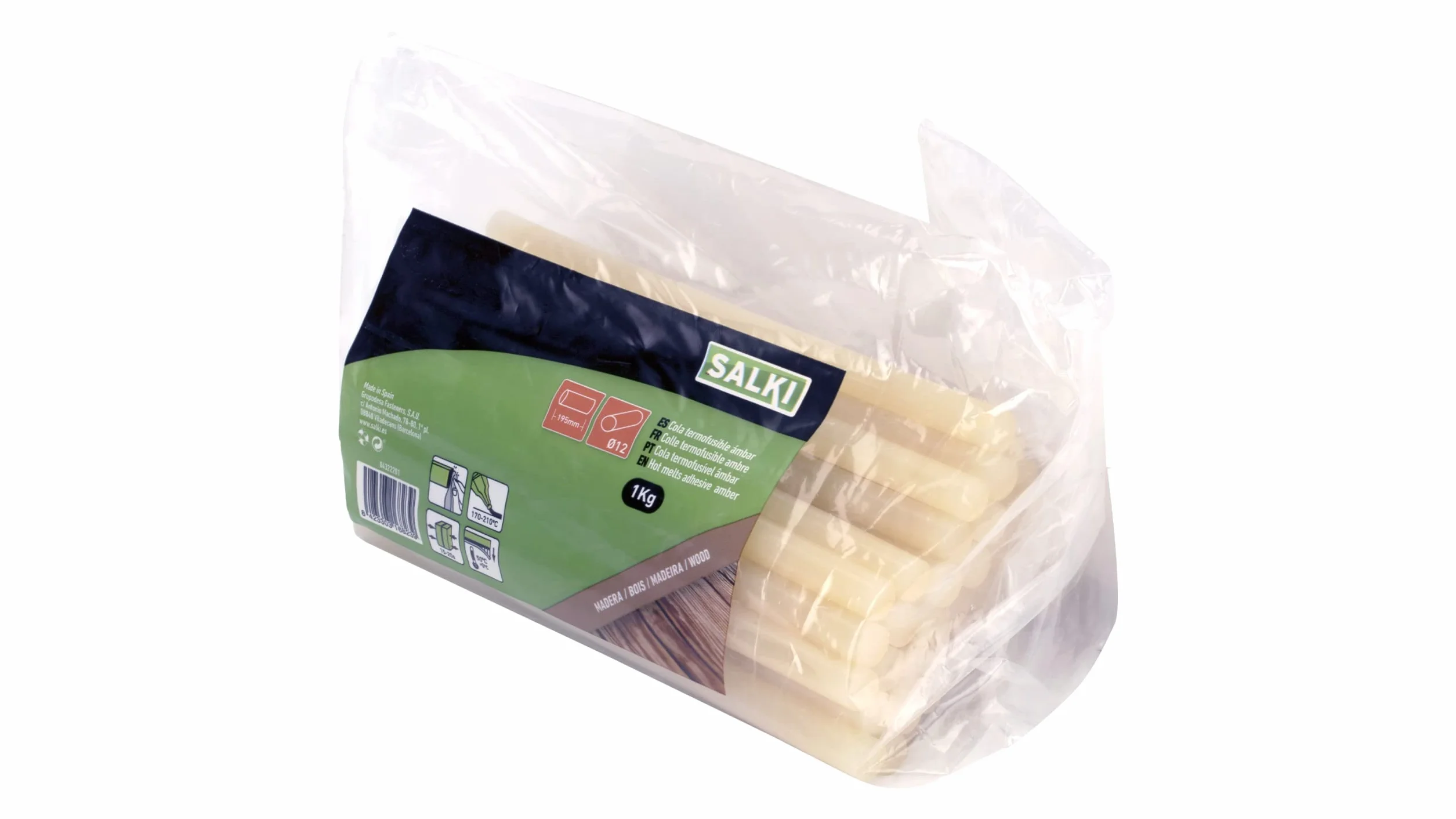 SALKI Bastoncini di colla a caldo – 1 kg di silicone caldo diametro 12 mm colore ambra per pistole per colla, metallo