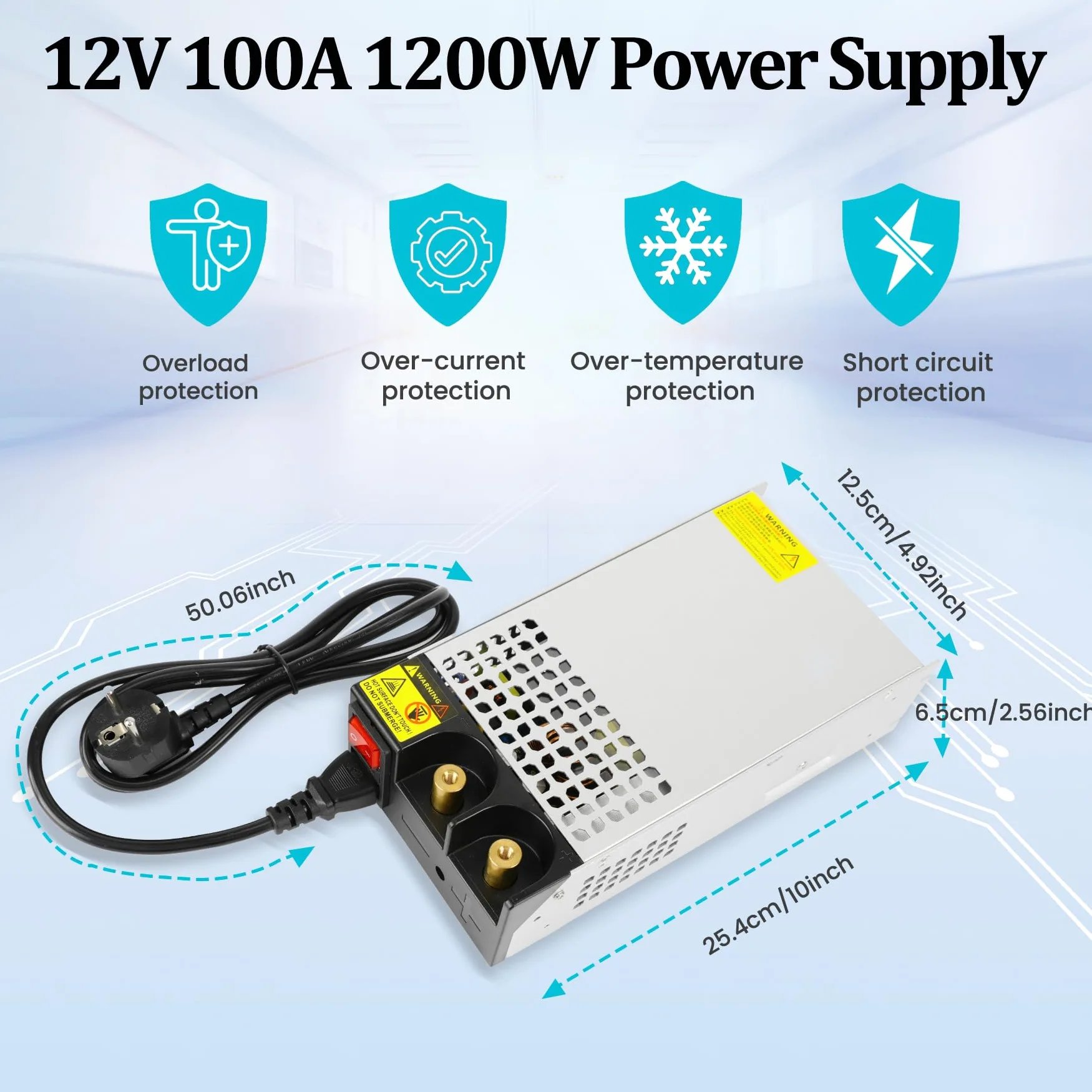 DC 12V 100A 1200W Alimentatore Trasformatore 230V AC to DC 12Volt 100A Interruttore 1200W Alimentatore per Pompa LED CCTV Telecamera Sicurezza Auto Stereo Stampante 3D e altri 12V Dispositivi