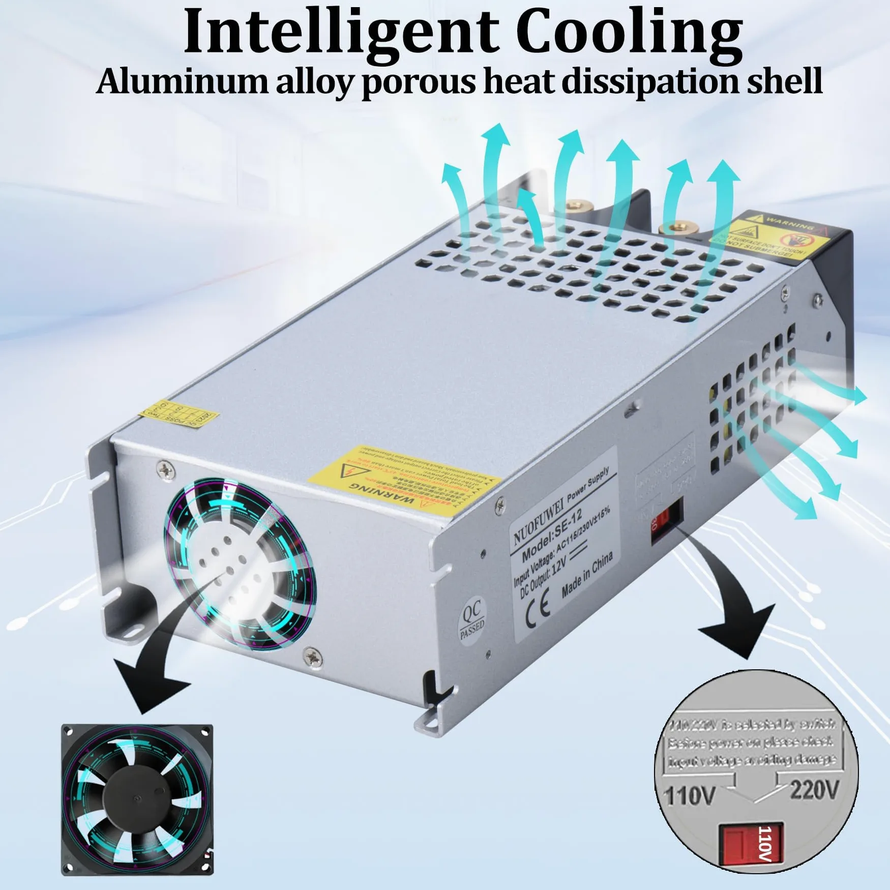 DC 12V 100A 1200W Alimentatore Trasformatore 230V AC to DC 12Volt 100A Interruttore 1200W Alimentatore per Pompa LED CCTV Telecamera Sicurezza Auto Stereo Stampante 3D e altri 12V Dispositivi