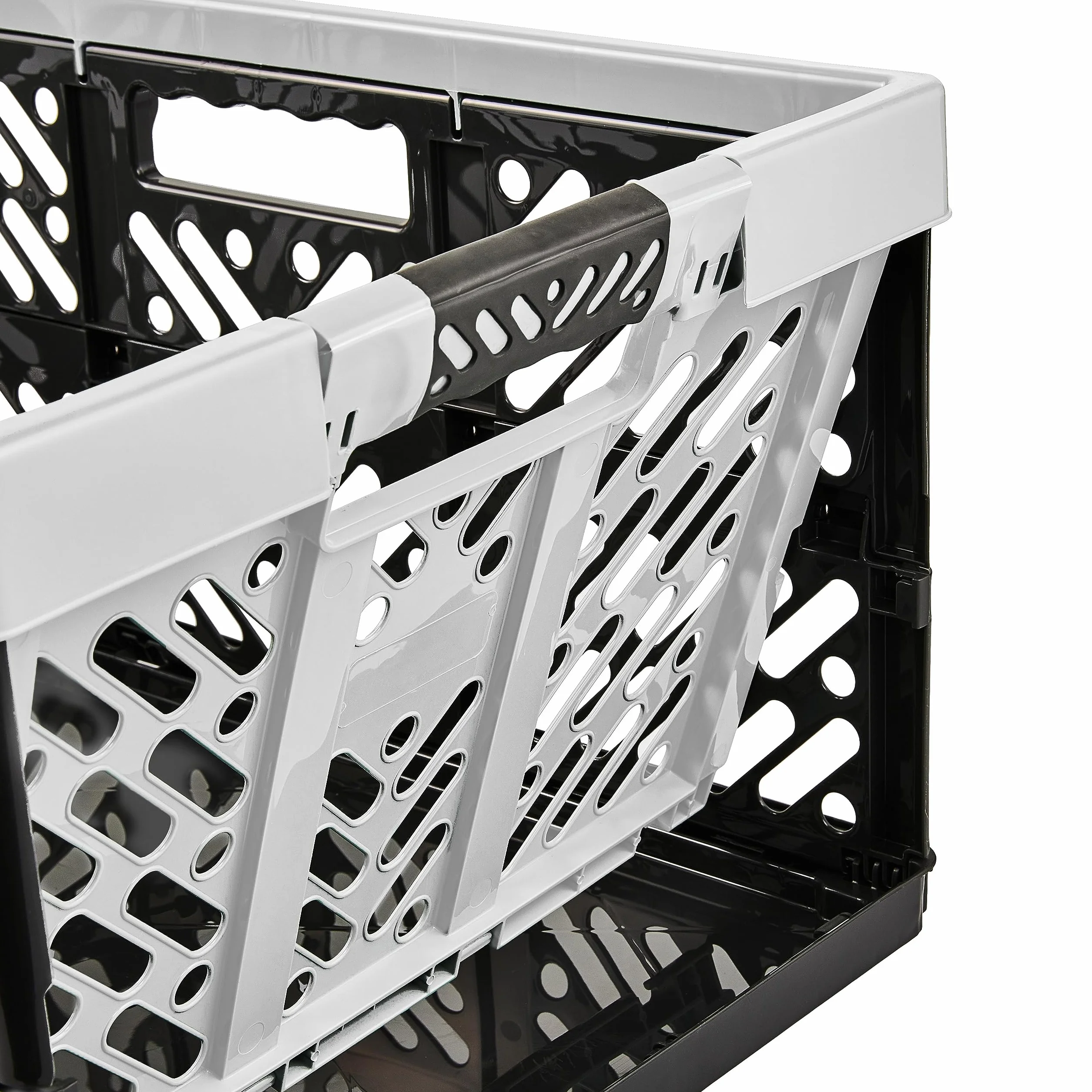 keeeper 2x Robusti Box Contenitori Pieghevoli con Impugnature Soft-touch, 54 x 37 x 28 cm, 45 L, Ben, Grigio Chiaro