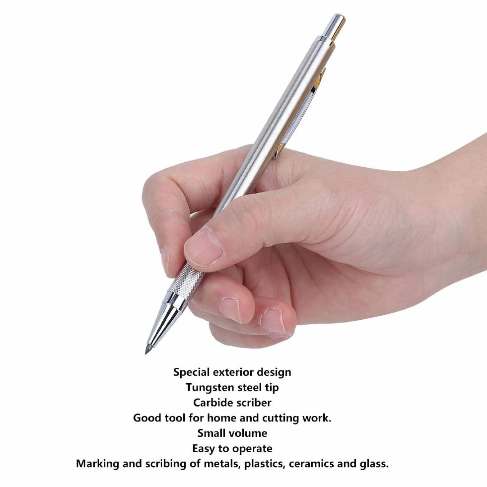 ASHATA Scriber per Incisione, Punta in Acciaio al tungsteno e Penna per Incisione in carburo, utensile Taglio per incisore per Metallo/Vetro/plastica/Ceramica, ECC.(Argento)