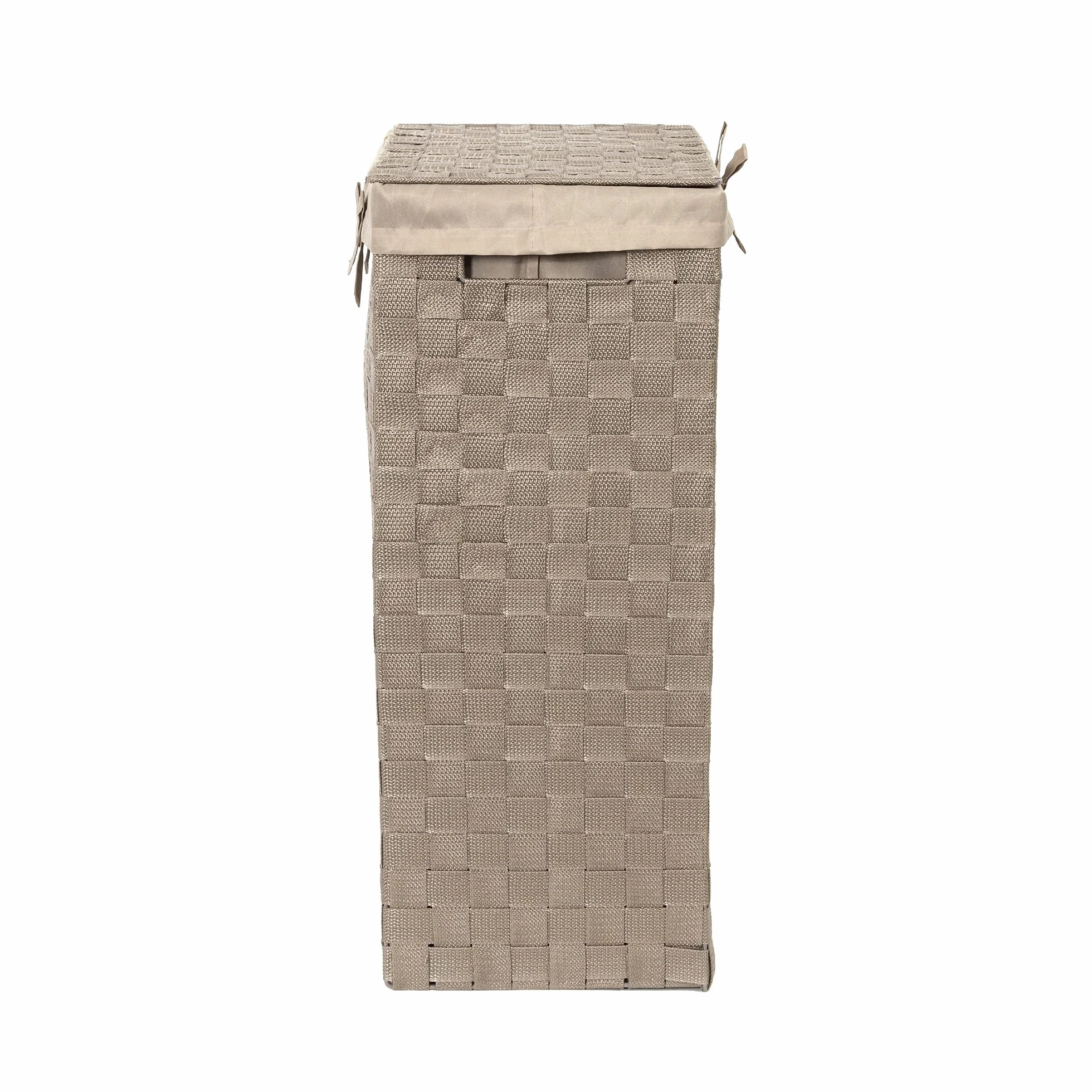 Compactor Tex Cesto Portabiancheria Quadrato con Coperchio, Talpa, Tessuto con Struttura in Metallo, Fodera in Lino Rimovibile, 38 x 25 x 60H cm, RAN6895