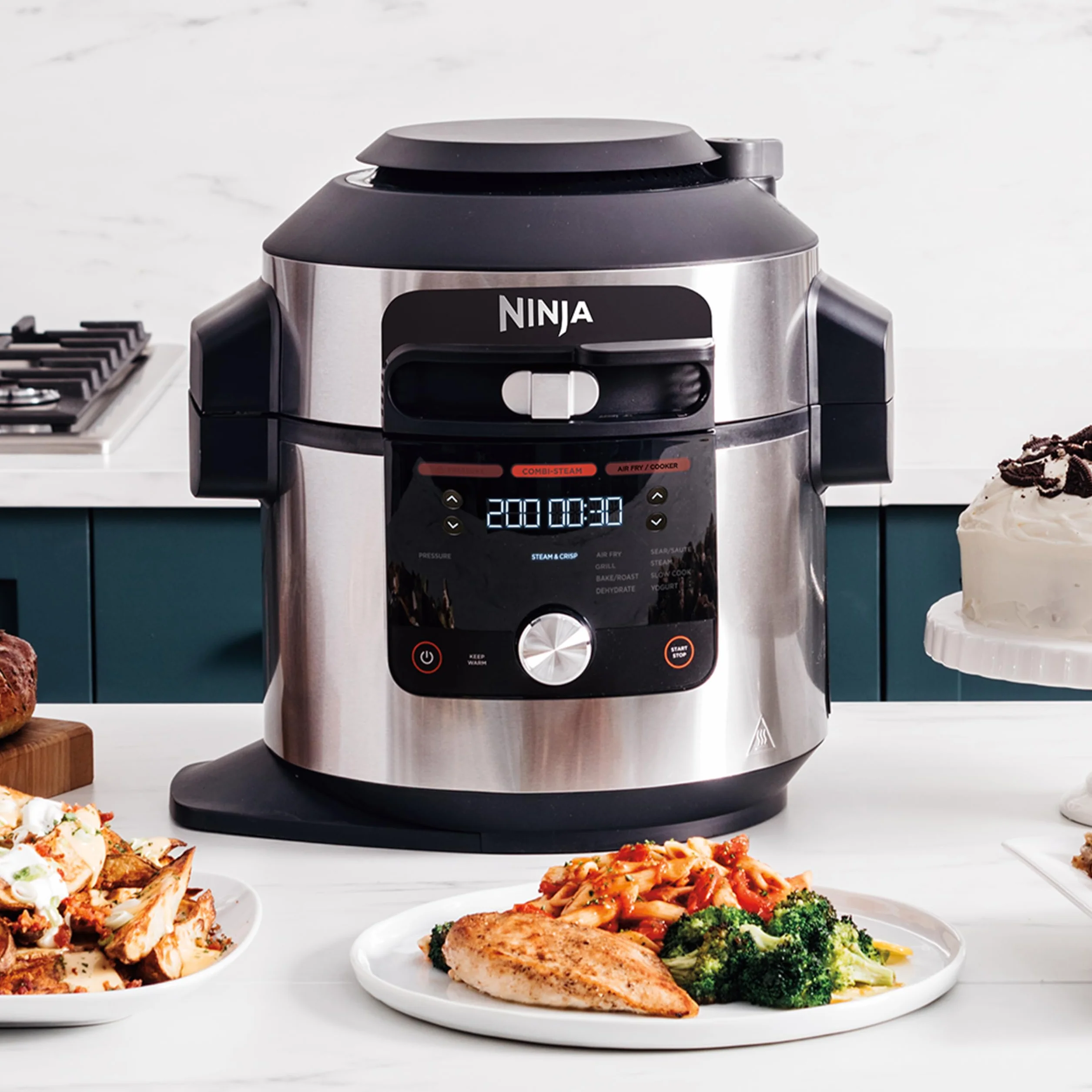 Ninja Foodi MAX Multicooker, Coperchio SmartLid, 12 Funzioni, Cottura Intelligente, 7.5L, Pentola a Pressione, Friggitrice ad Aria, Cottura a Vapore, Lenta, Acciaio Inox, OL650EU