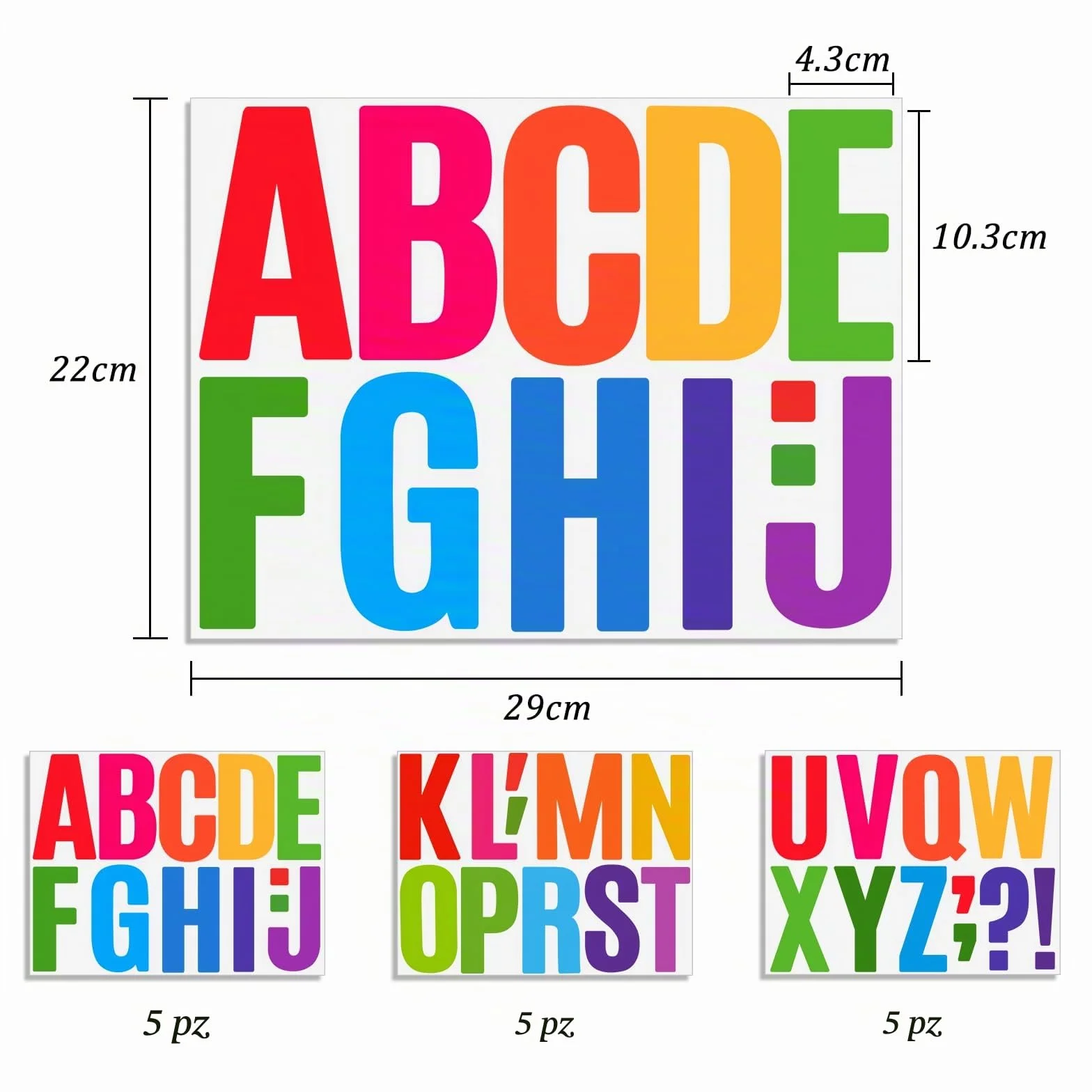 GETRICH 15 Fogli 10.3CM Lettere Adesive Grandi Lettere Autoadesive in Vinile Lettre Autocollantes,Lettere Adesive Grandi per Artigianato, Cassetta,Porta, Cassette Postali, Auto, Scrapbooking Bottiglia