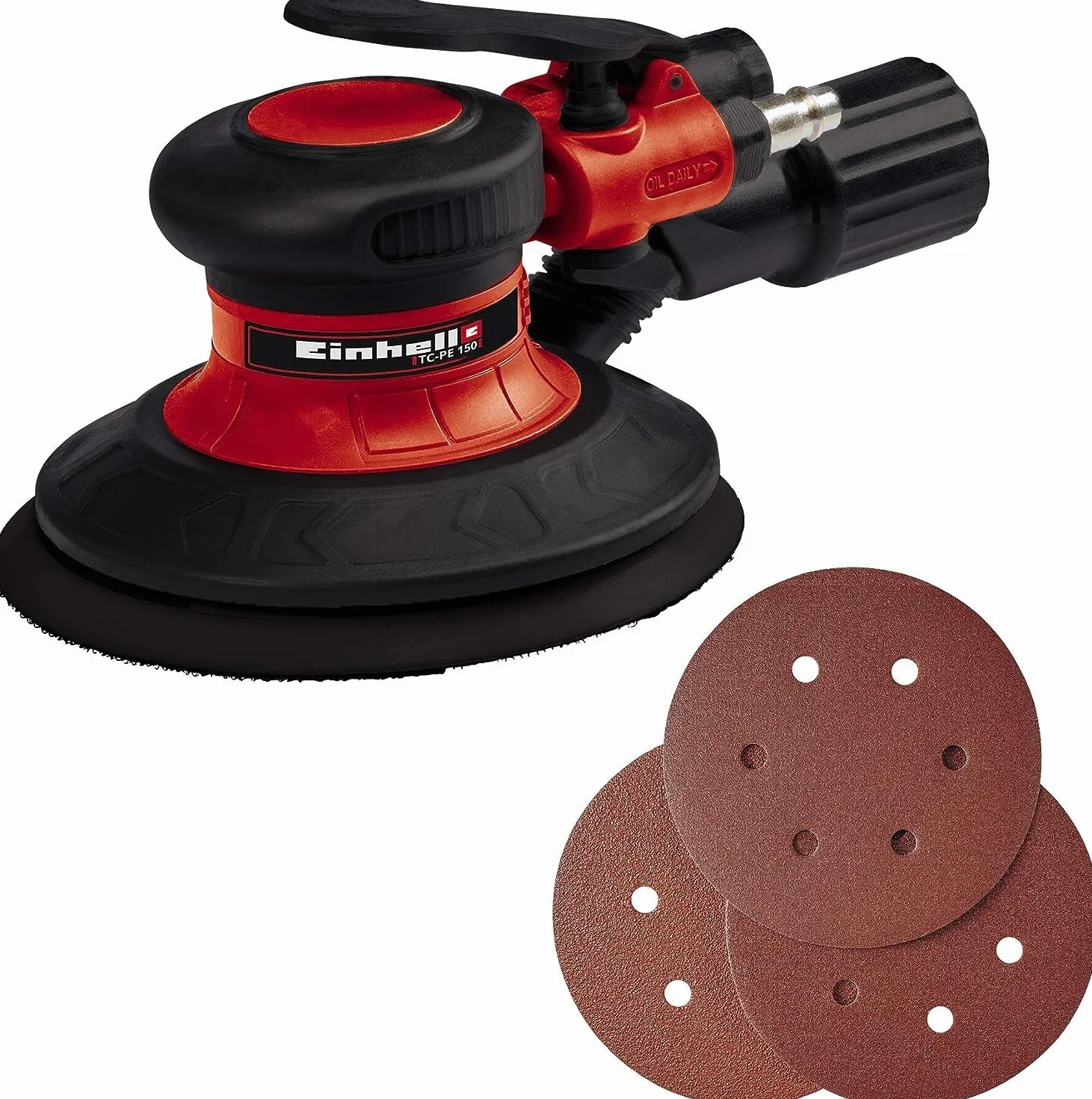 Einhell TC-PE 150 Smerigliatrice Rotorbitale Pneumatica diam. Platorello 15 Mm Incl. 6 Carte Abrasive Raccordo Rapido
