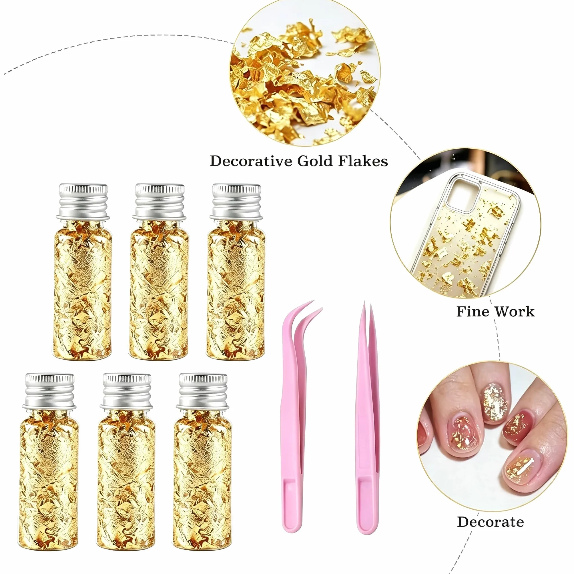 Foglia d'oro schegge 6 bottiglie decorazione foglia d'oro multifunzionale