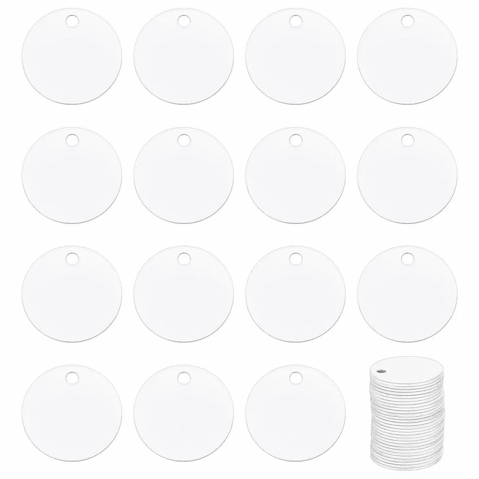 BENECREAT 30 Pezzo Grezzo in Alluminio per Sublimazione Piatto e Rotondo, Etichetta per Stampaggio in Alluminio Etichetta per Cani Vuota Etichetta di Trasferimento Bifacciale per Portachiavi, 30mm