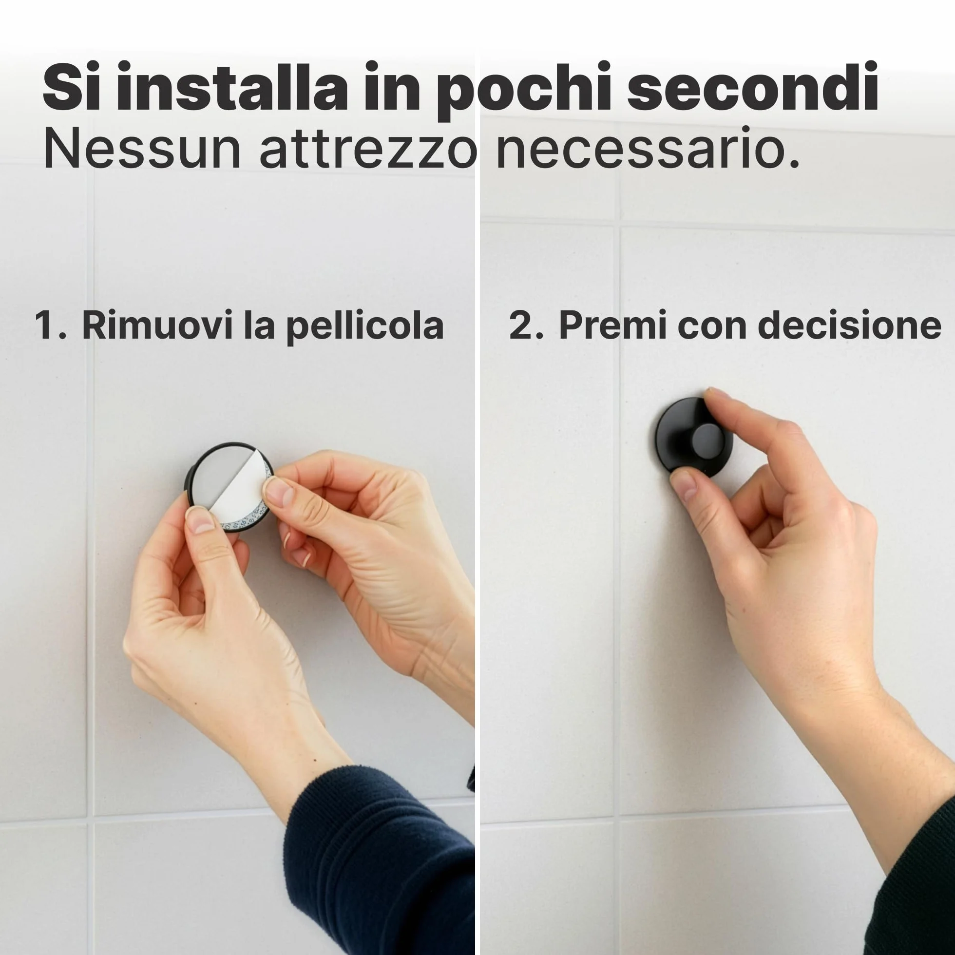 Ganci Adesivi Minismus Set 6 Acciaio Inox Appendino da Muro 5 kg
