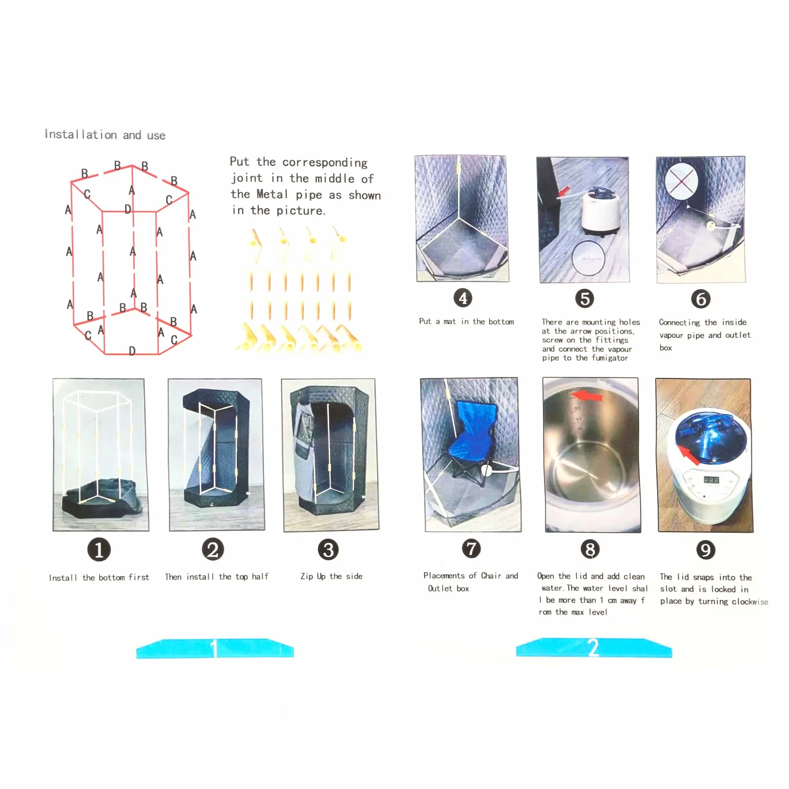 Sauna a Vapore Portatile, Cabina Domestica per SPA, 9 Temperature Regolabili, 0-99 Minuti, Telecomando,per Interna Esterno, Pressoterapia Iinfodrenaggio,90 * 90 * 180 cm (3L) (Nero)