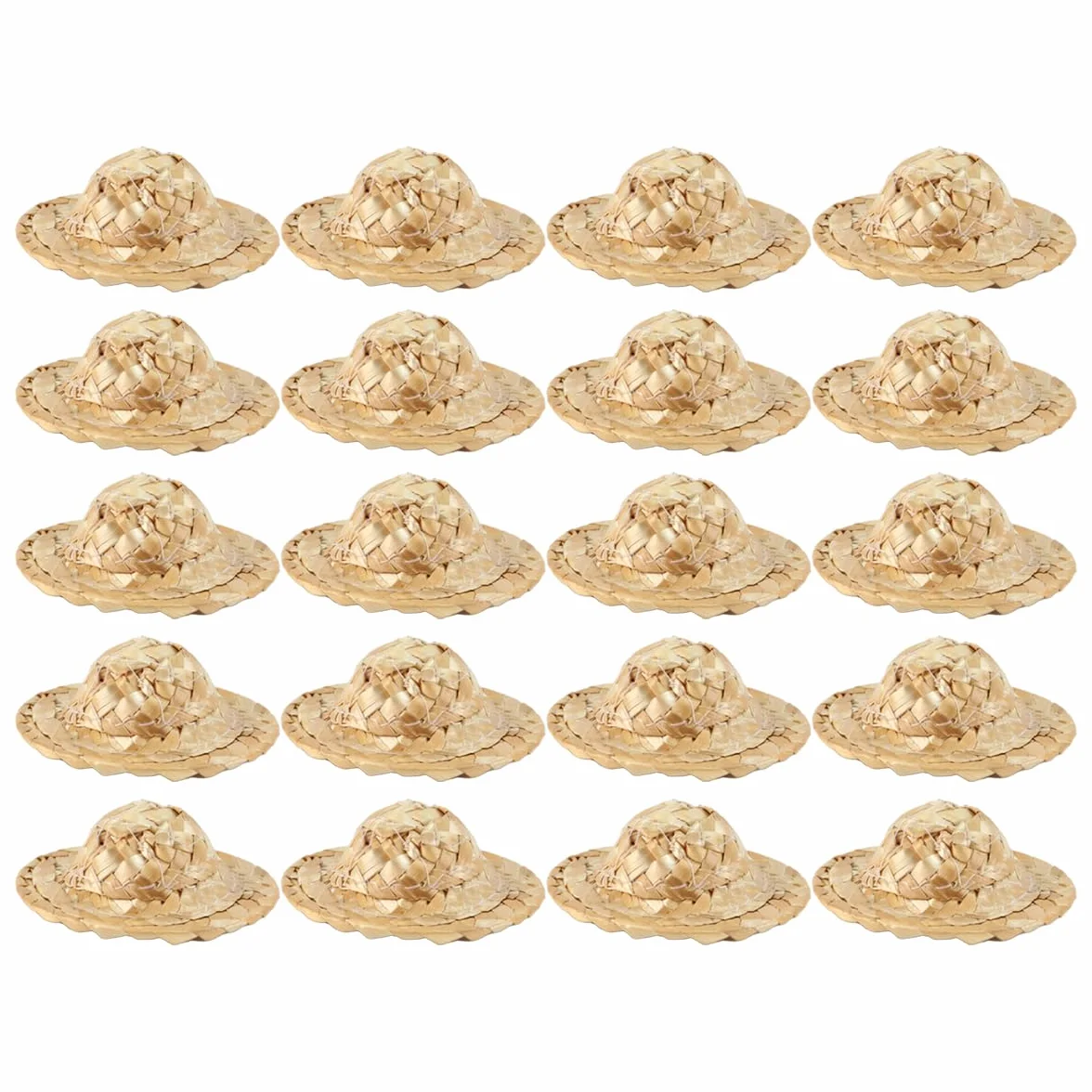 20 Mini cappelli intrecciati in miniatura Cappelli di paglia per lavoro a maglia Casa delle bambole Decorazione cowboy Bambole Piccoli cappelli per artigianato Natale Costume Festa