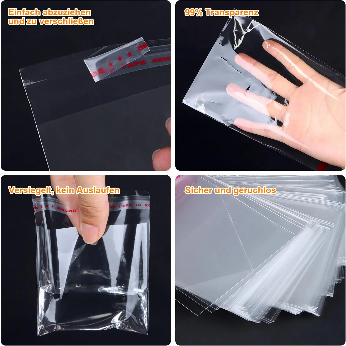 Sacchetti Cellophane 300Pcs Sacchetti Di Cellophane Trasparente 10 * 12+3cm Autoadesivi Bustine Trasparenti Sacchettini Trasparenti Per Vestiti Prodotti Da Forno Regali Di Nozze Feste