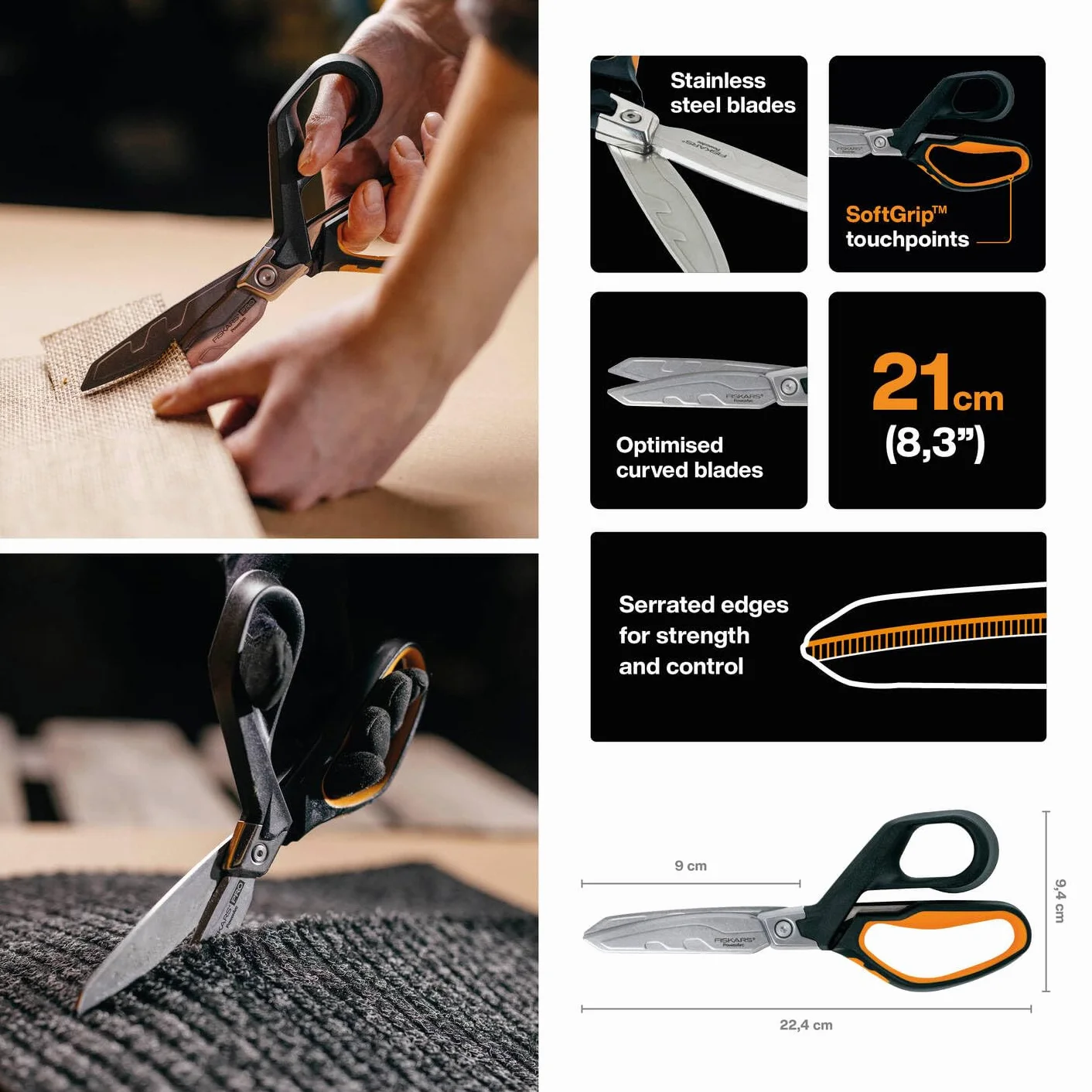 Fiskars Forbici per lavori Pesanti, Arancione/Nero, 1027204