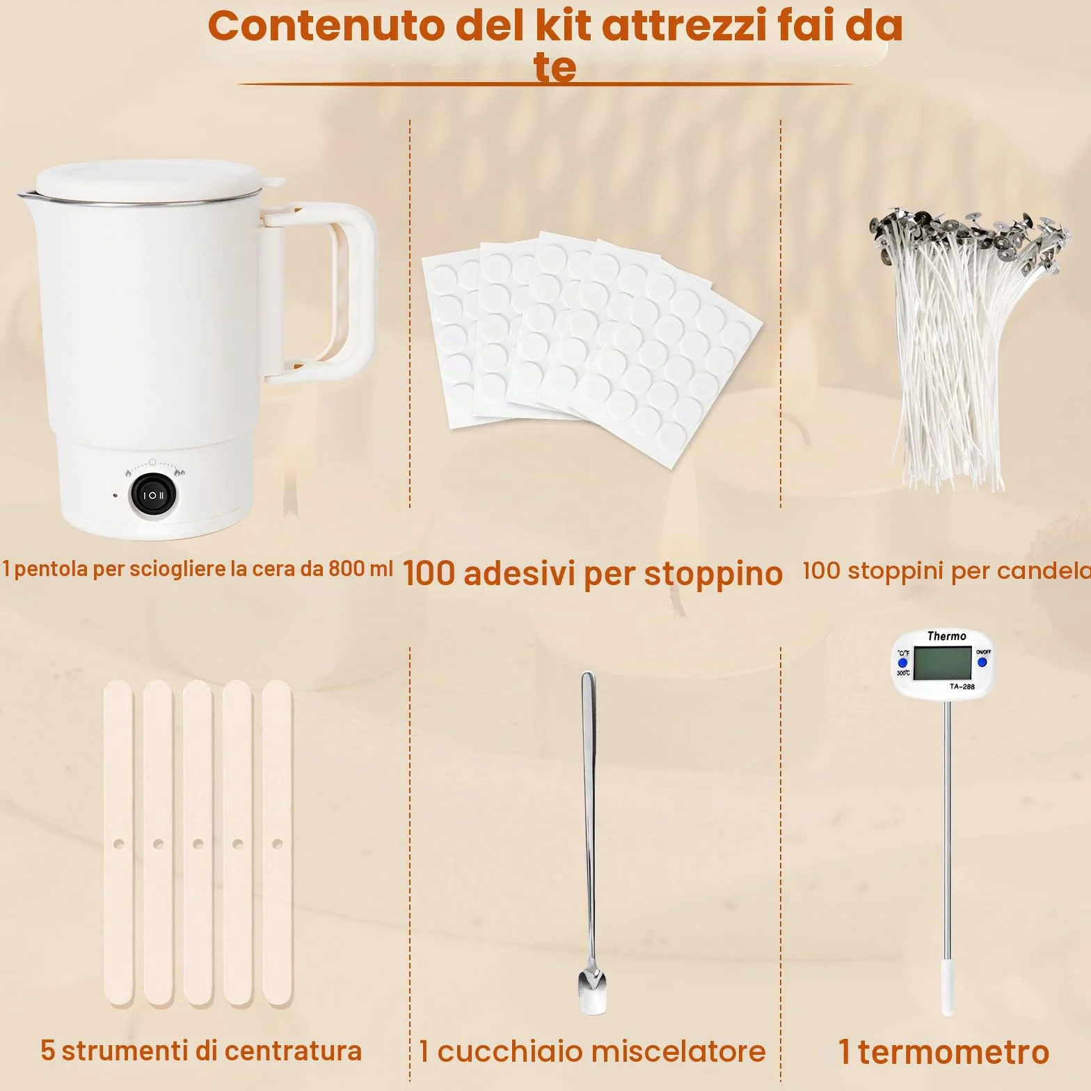 Corpower Fusciera Elettrica per la Produzione di Candele, Fusore di Cera per Realizzare Candele, 800ml con Beccuccio per Versare, Pentola Elettrica per Fondere Cera con Stoppini, per Candele Fai d