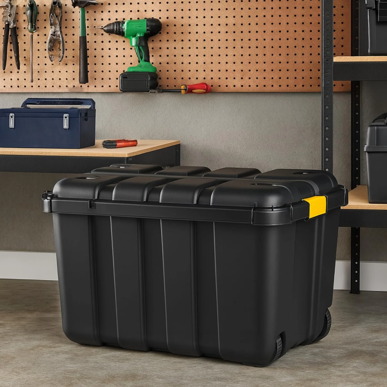 Paluplus Box Attrezzi con Ruote 79x52x52 cm 150 Litri Nero con Chiusura a Scatto -5940F-6,9