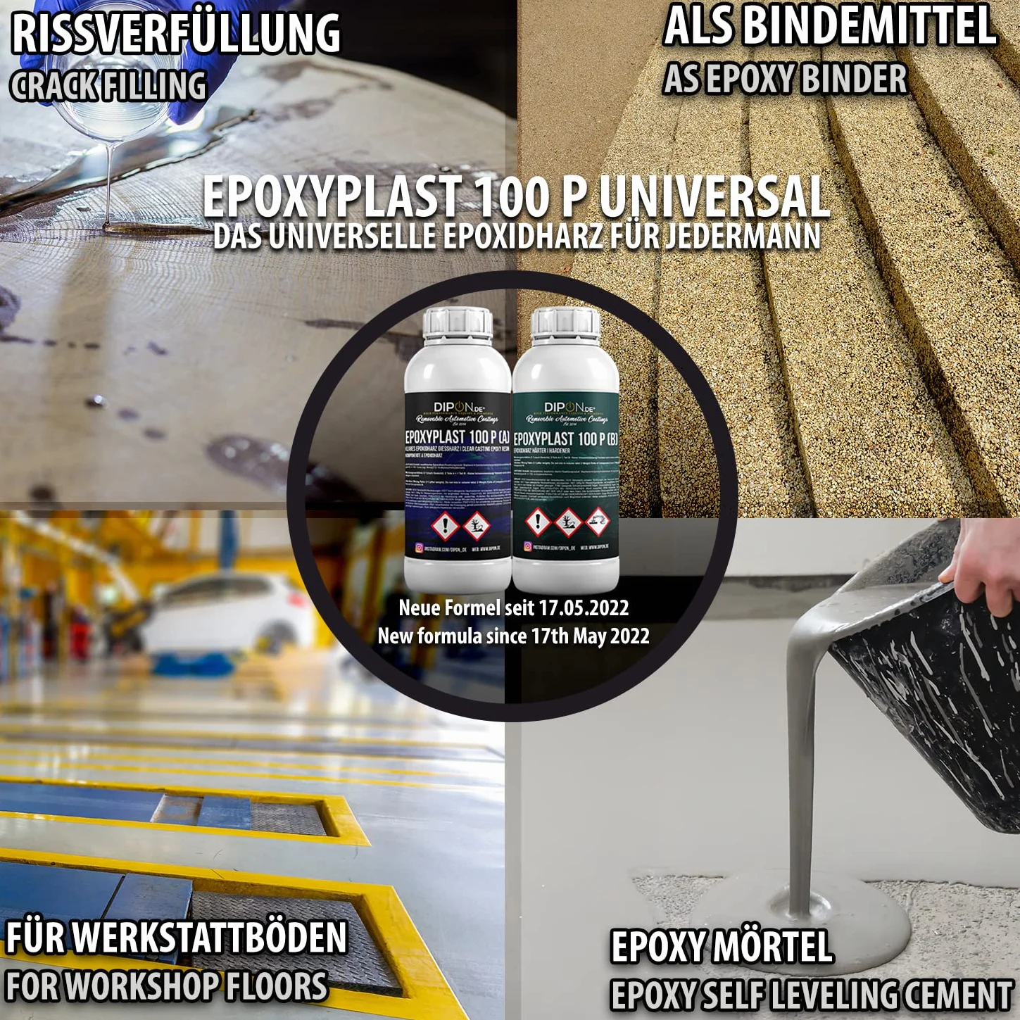 4,5 kg di resina epossidica trasparente 2K EP per legno, plastificazione, per tavoli in vetroresina, pavimenti, acquari, costruzione di oggetti, resistente ai raggi UV