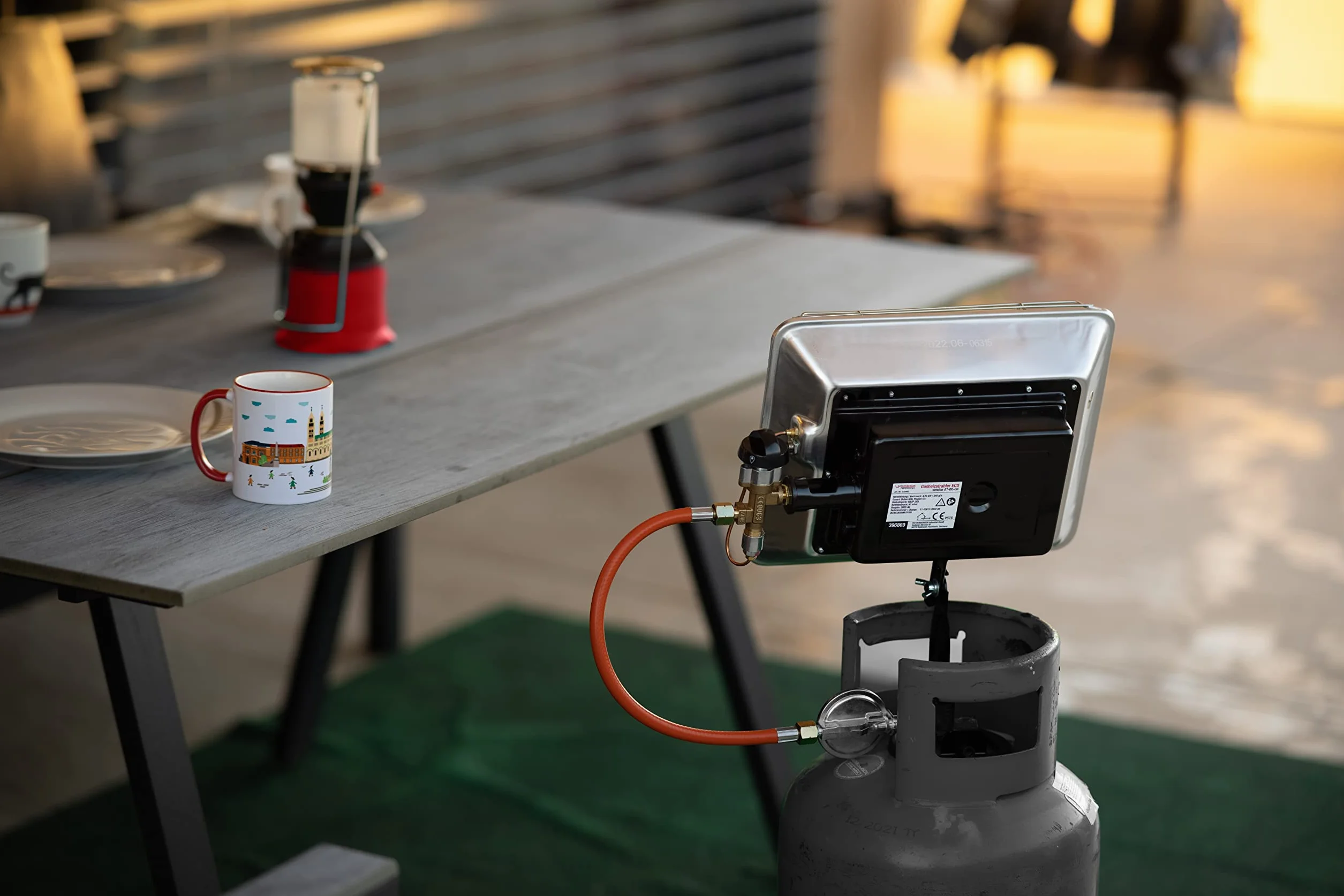 ROTHENBERGER Heiz – Strahler inkl. Schlauch & Regler Gasheizstrahler, Aufsatzheizstrahler, betrieben mit Propan - Gas Für 5 Kg oder 11 Kg Flaschen, 35984