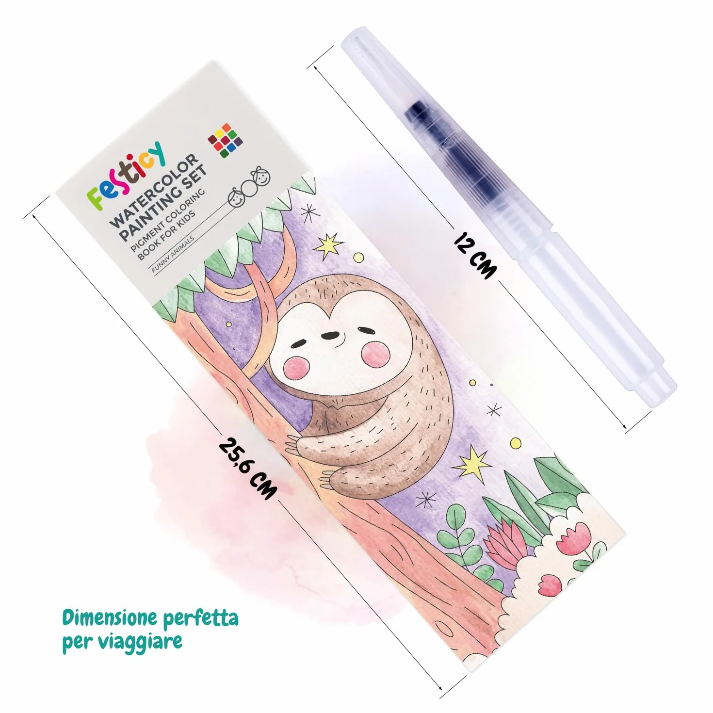 FESTICY Libro da Colorare ad Acqua per Bambini I 25 Pagine con Pennello Serbatoio I Giochi di Viaggio Senza Sporco I Regalo Compleanno 4+ Anni I Attività Educativa Creativa