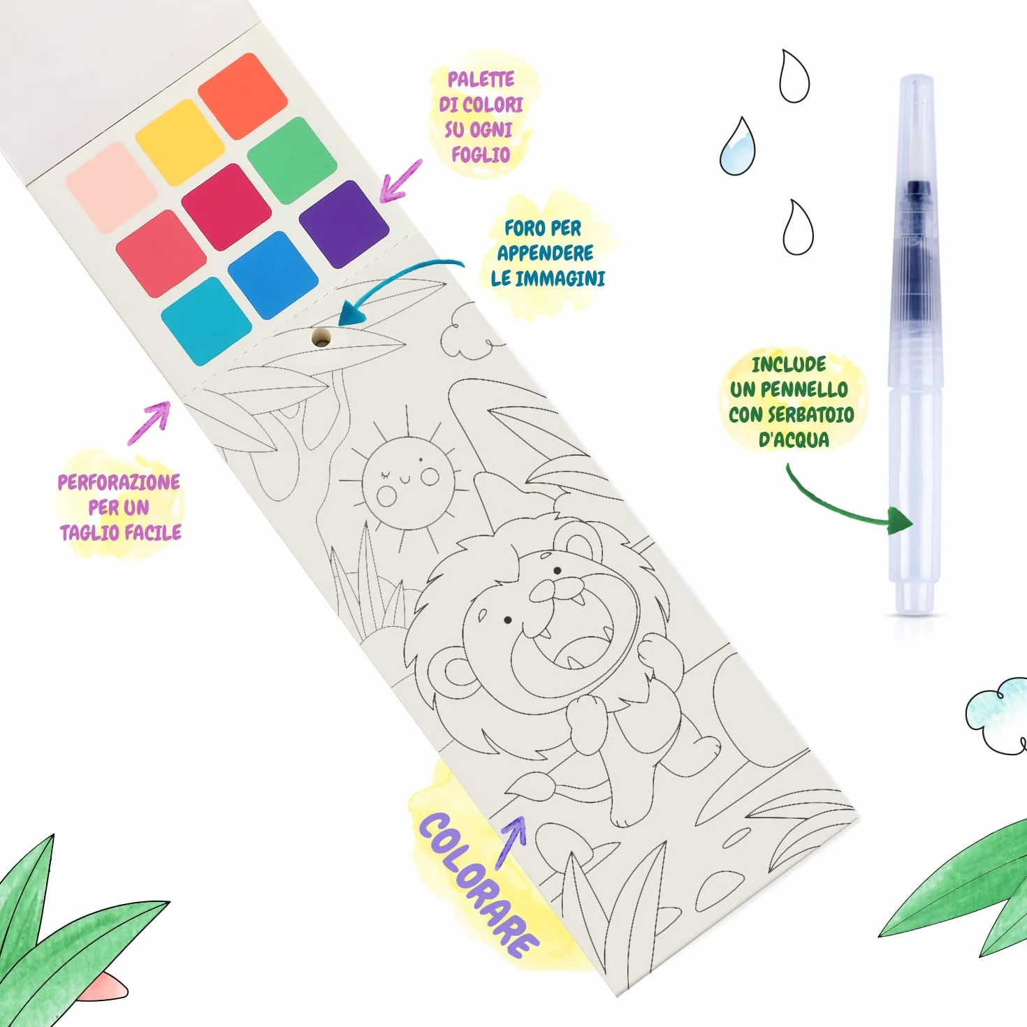 FESTICY Libro da Colorare ad Acqua per Bambini I 25 Pagine con Pennello Serbatoio I Giochi di Viaggio Senza Sporco I Regalo Compleanno 4+ Anni I Attività Educativa Creativa