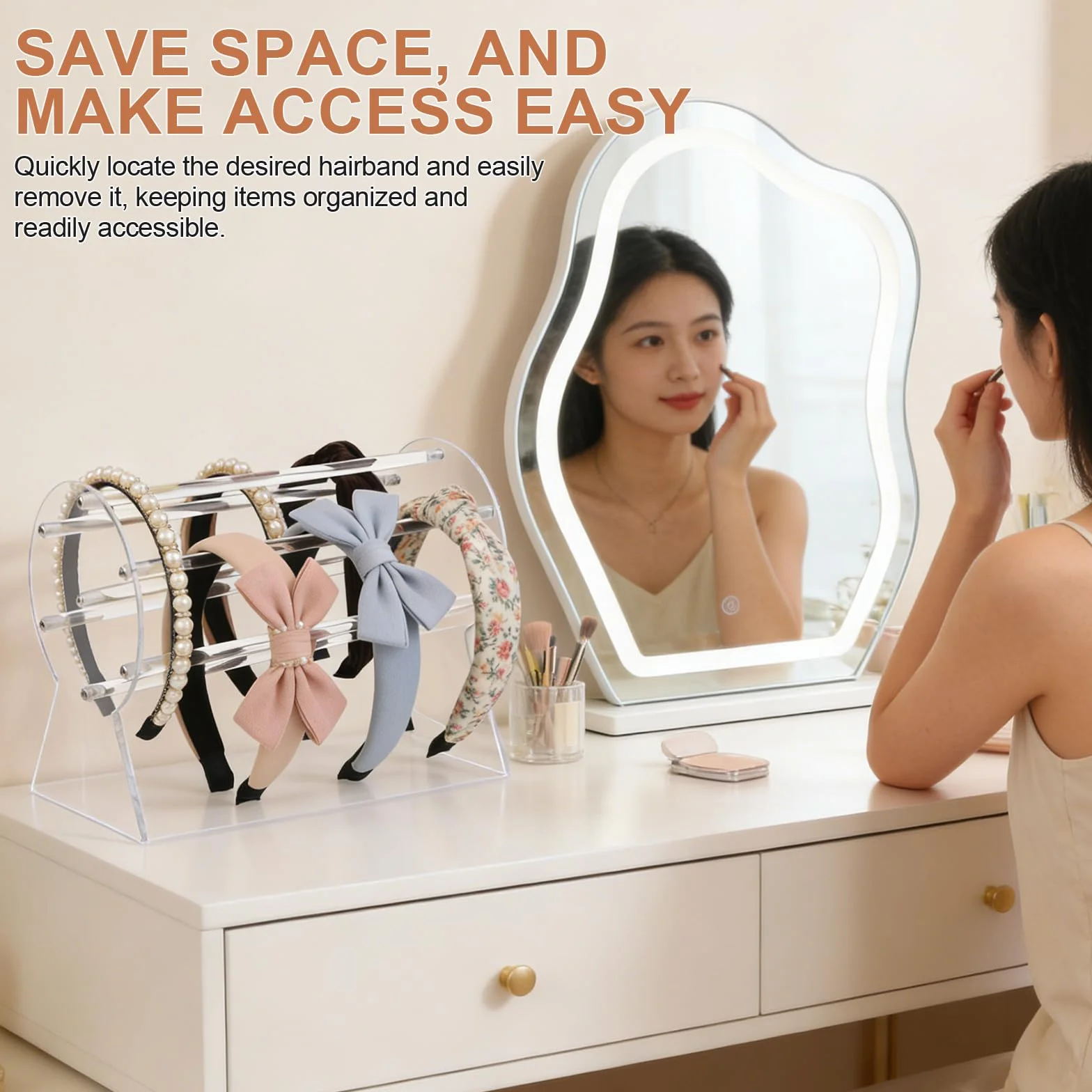 Porta Mollette Capelli Girevole 360° Acrilico - Organizer Fermagli Pinza Espositore Cerchietti