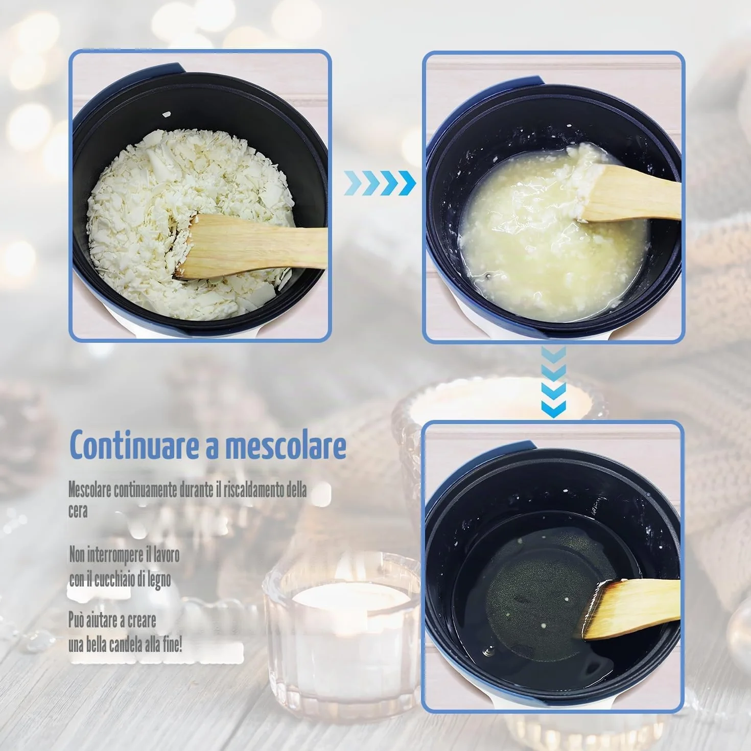 LINGQIAN Pentola Elettrica x Fusione Cera, 1,5 l, Sciogli Cera per Candele, Fonditore Candele Professionale