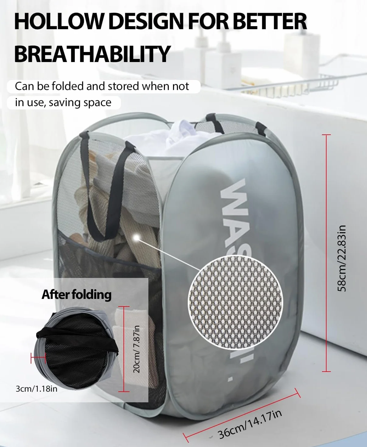 Porta Panni Sporchi,Portabiancheria Sporca Salvaspazio,Laundry Basket,Cesto Panni Sporchi Salvaspazio Per Bagno, Camera Da Letto, Lavanderia, Camera Dei Bambini, Hotel e Viaggi,Nero