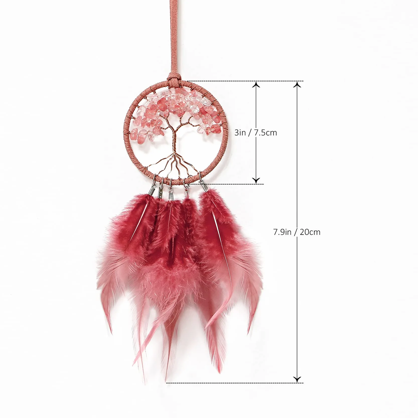 Weldomcor Acchiappasogni Fatto a Mano Dreamcatcher Bohemien Piuma Indiano per Ragazze Kids Bedroom Wall Hanging Decorazione Regalo Rosso