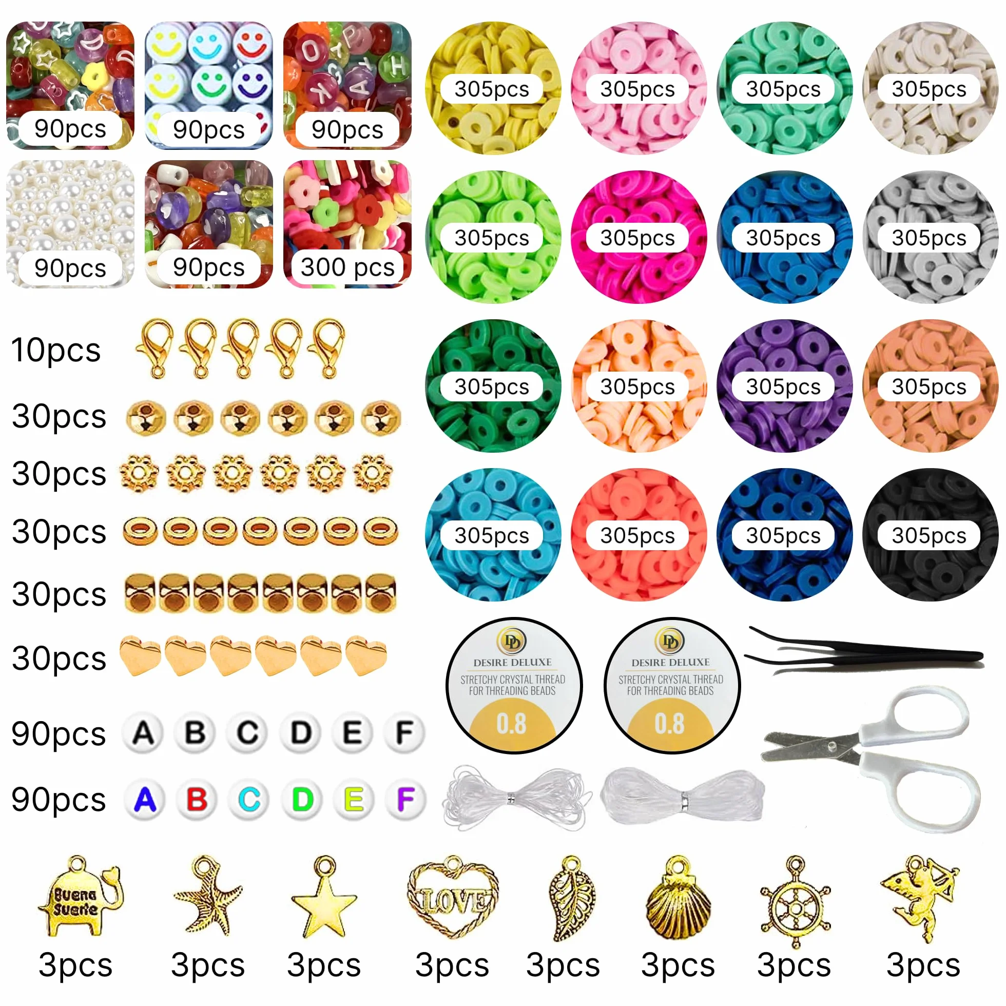 Desire Deluxe Kit per la creazione di braccialetti – Perline per braccialetti, collane di amicizia con kit di ciondoli e corde elastiche – Forniture per la creazione di gioielli per Halloween, Natale