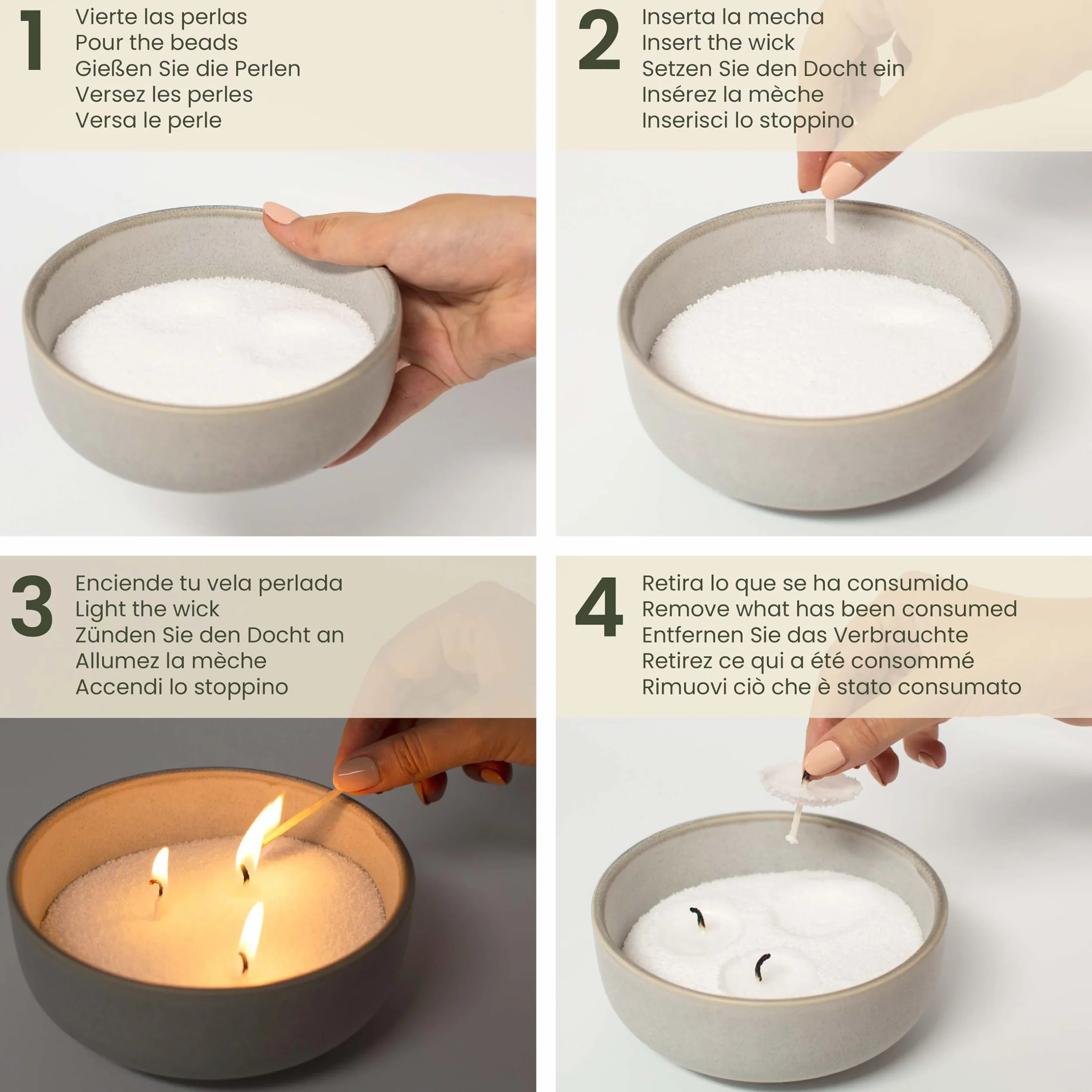 CANDELISS Kit per Candela di Sabbia 0,5kg. Granelli di cera sabbia per candele in polvere di candela perle a granelli Pearled candle pearls sand wax candle Candele perlate decorative (Premium)