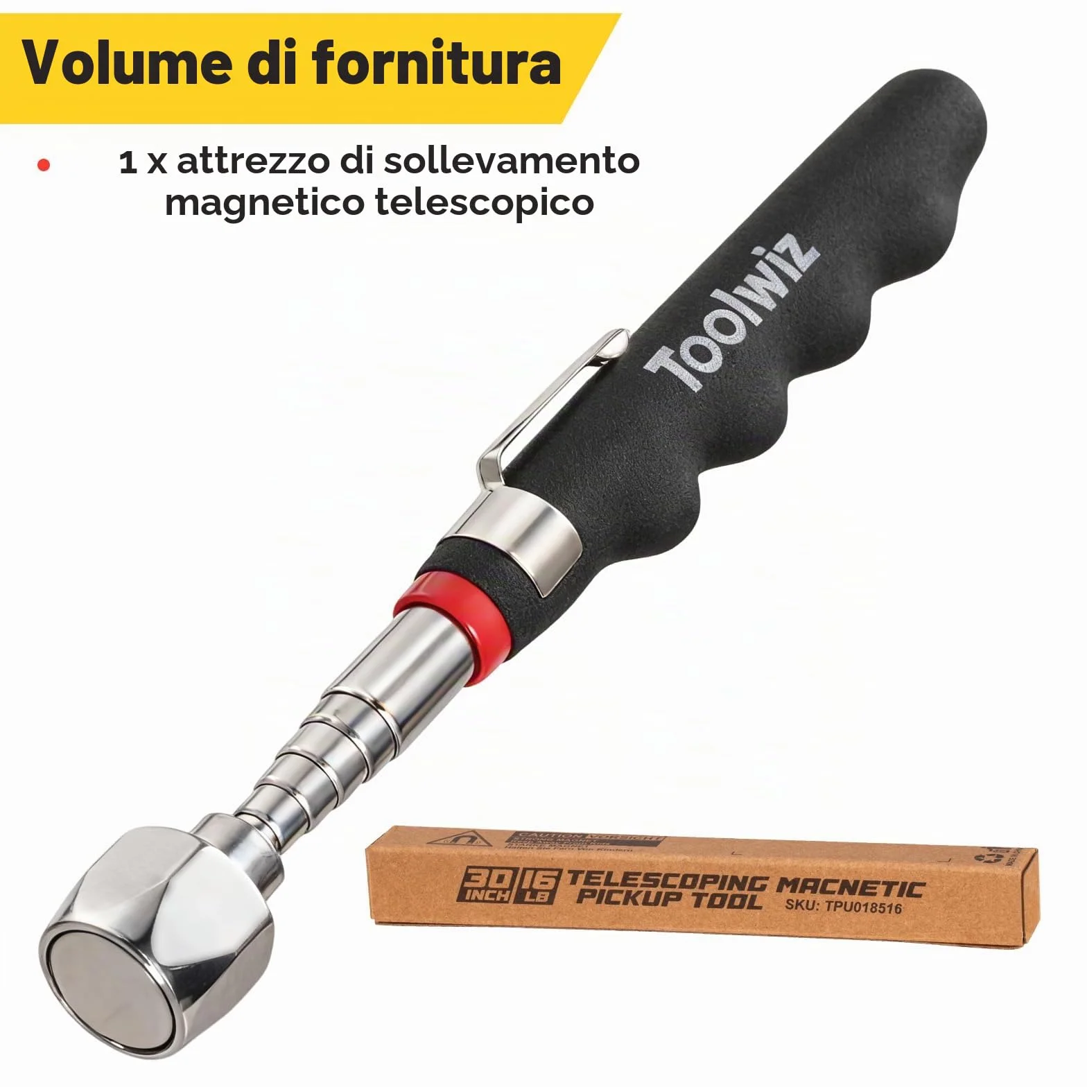 Strumento Magnetico per Pickup - 16 LB Bastone Telescopico in Acciaio Inossidabile Estende da 18 cm a 80 cm, Strumento di Raccolta Magnetico Telescopico per Recupero di Oggetti Metallici
