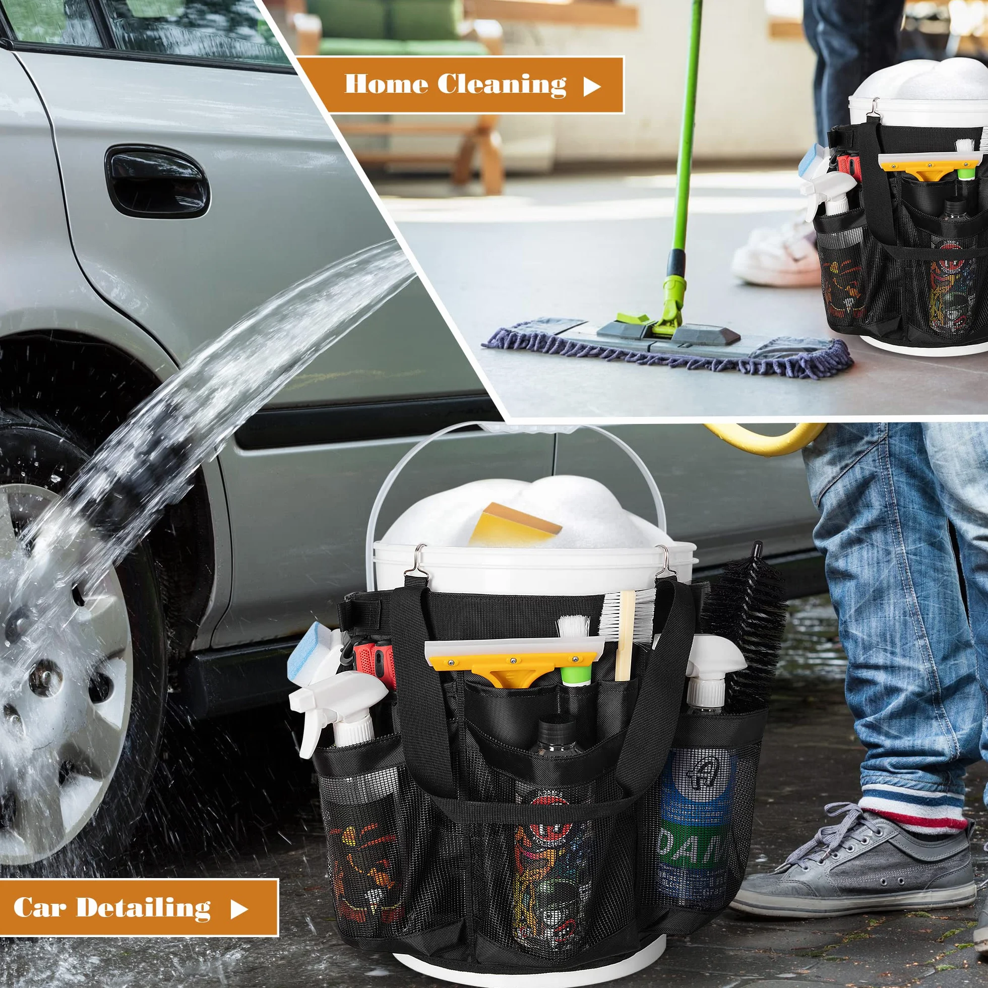 HODRANT Organizer per Attrezzi da Secchio 5 Galloni, Caddie per Autolavaggio con Ganci Anticaduta e Fibbia