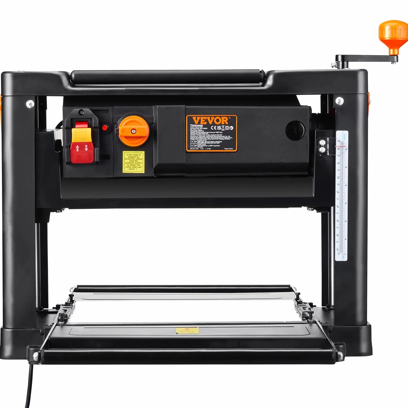 VEVOR Pialla a Spessore 2000W per Legno Altezza Regolabile Lama Acciaio al Carbonio, Pialla Filo Spessore da 15A Velocità 23500 giri/min Larghezza max. 33 cm per Lavorazione di Legno da Falegnameria
